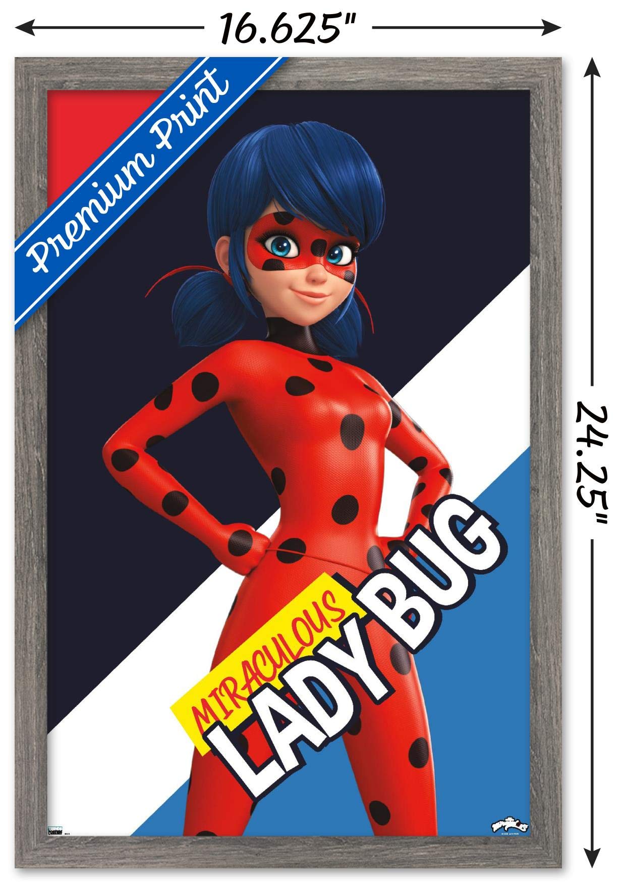 Trends International Miraculous-Ladybug Wall Poster, 14.725 In X 22.375 In, Barnwood Framed Version