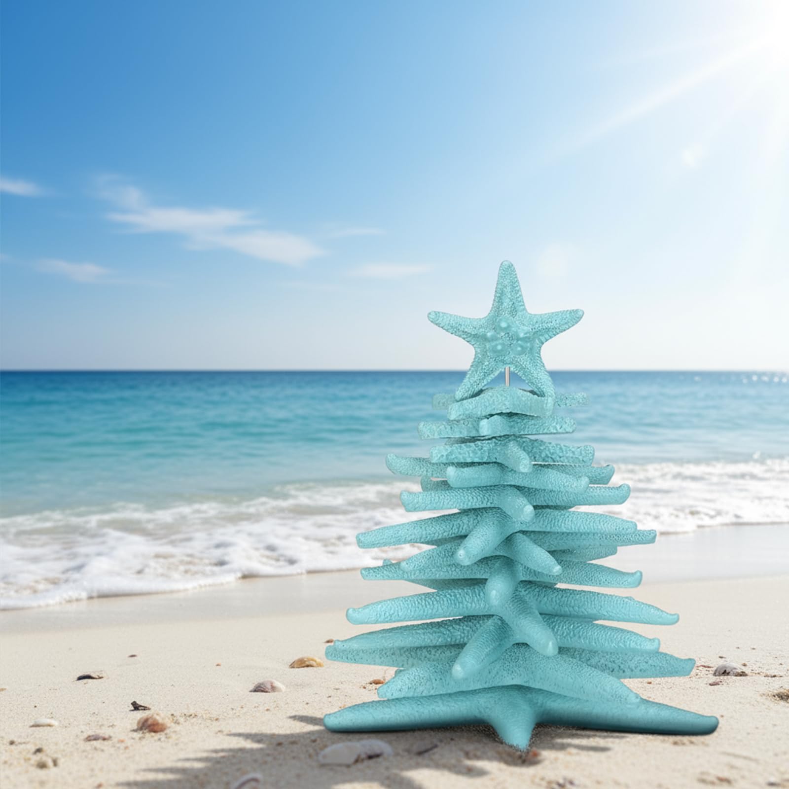 Harrycle Christmas Starfish Tree Ornaments Beautiful Resin Sea Animal Christmas Tree Creative Ocean Xmas Decorations DIY Beach X