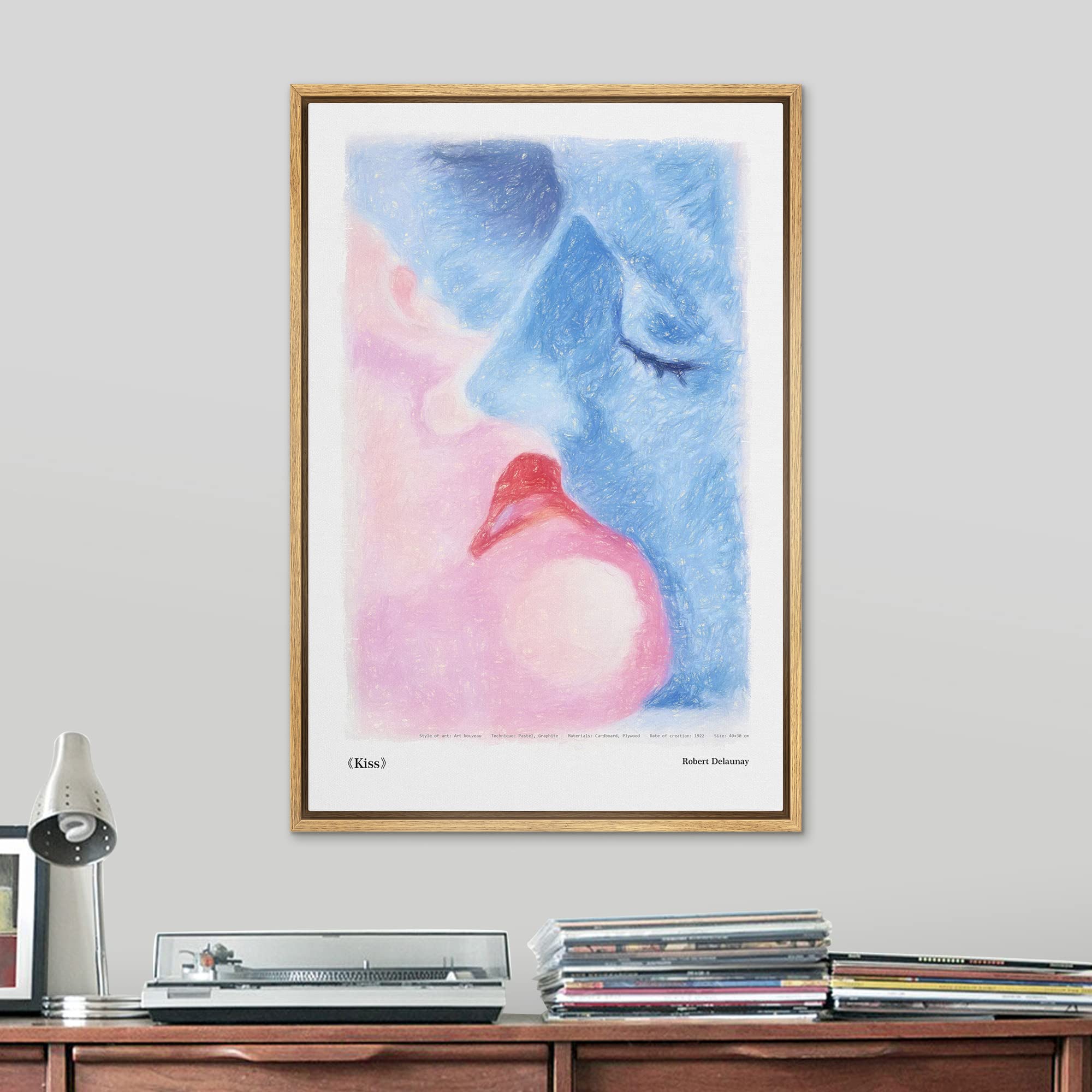 Signleader Framed Canvas Print Wall Art The Kiss By Robert Delaunay Classic Vintage Illustrations Fine Art Decorative Retro Mult
