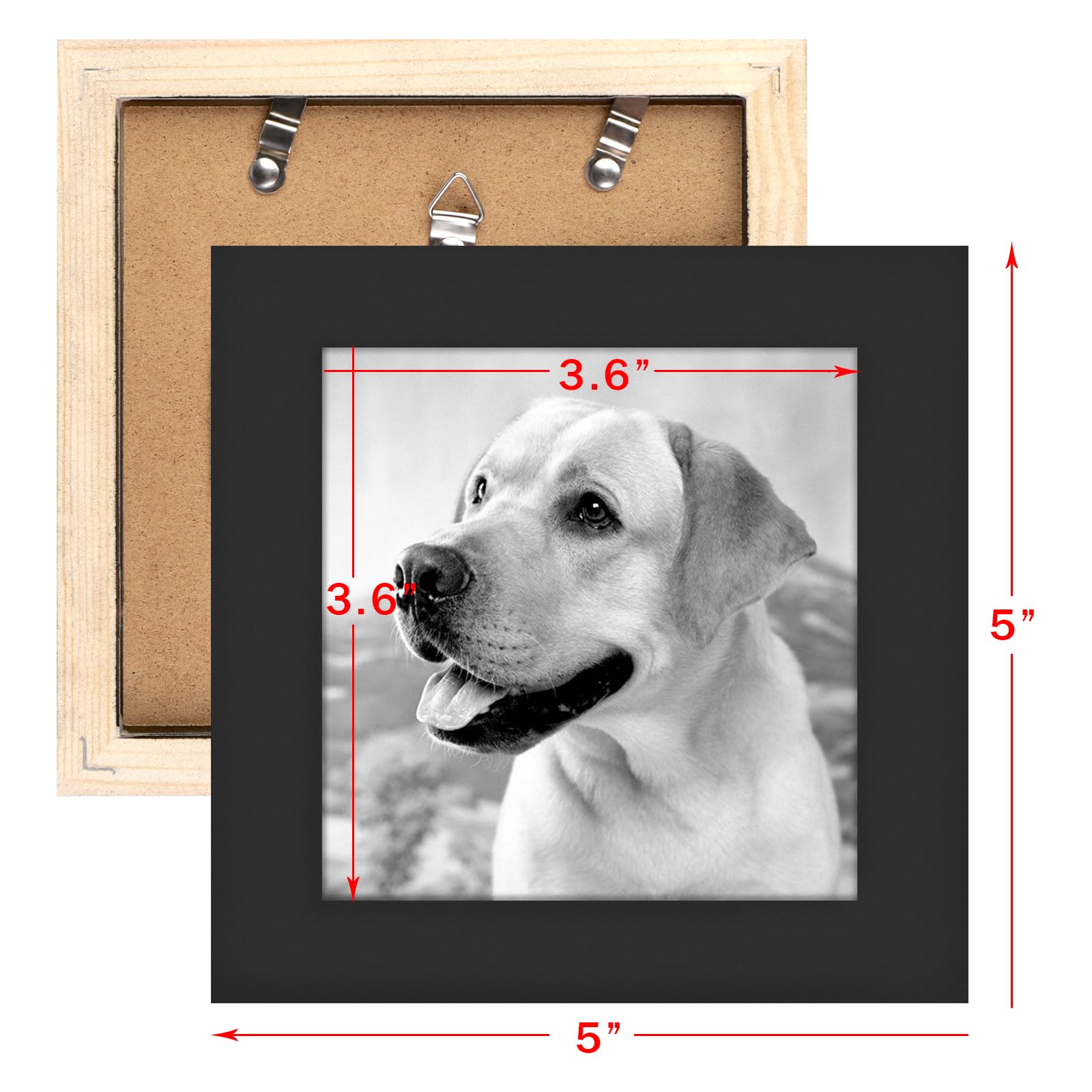 ORIVAN Black 4x4 Picture Frames Set of 4 Solid Wood Photo Frames for Wall and Tabletop Photo Frame