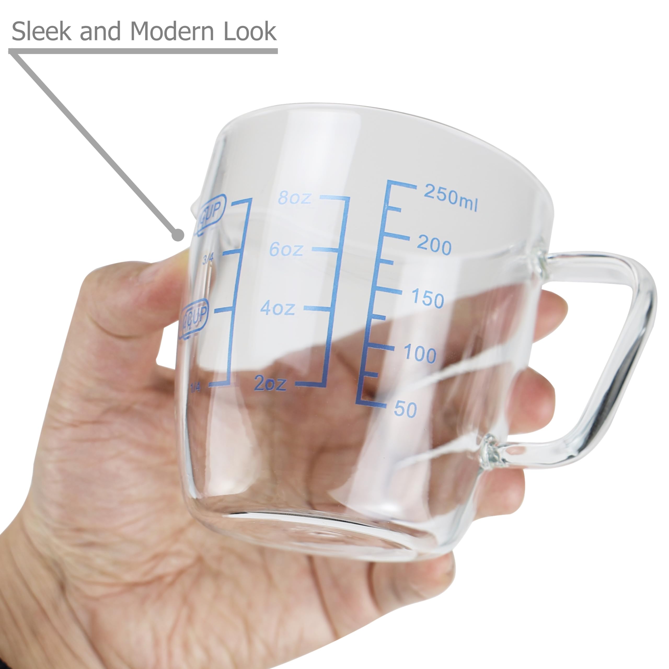 Eiks 9Oz/250Ml Glass Measuring Cups Coffee Milk Frothing Pitcher For For Espresso Cappuccino Latte Maker In Kitchen Restaurant