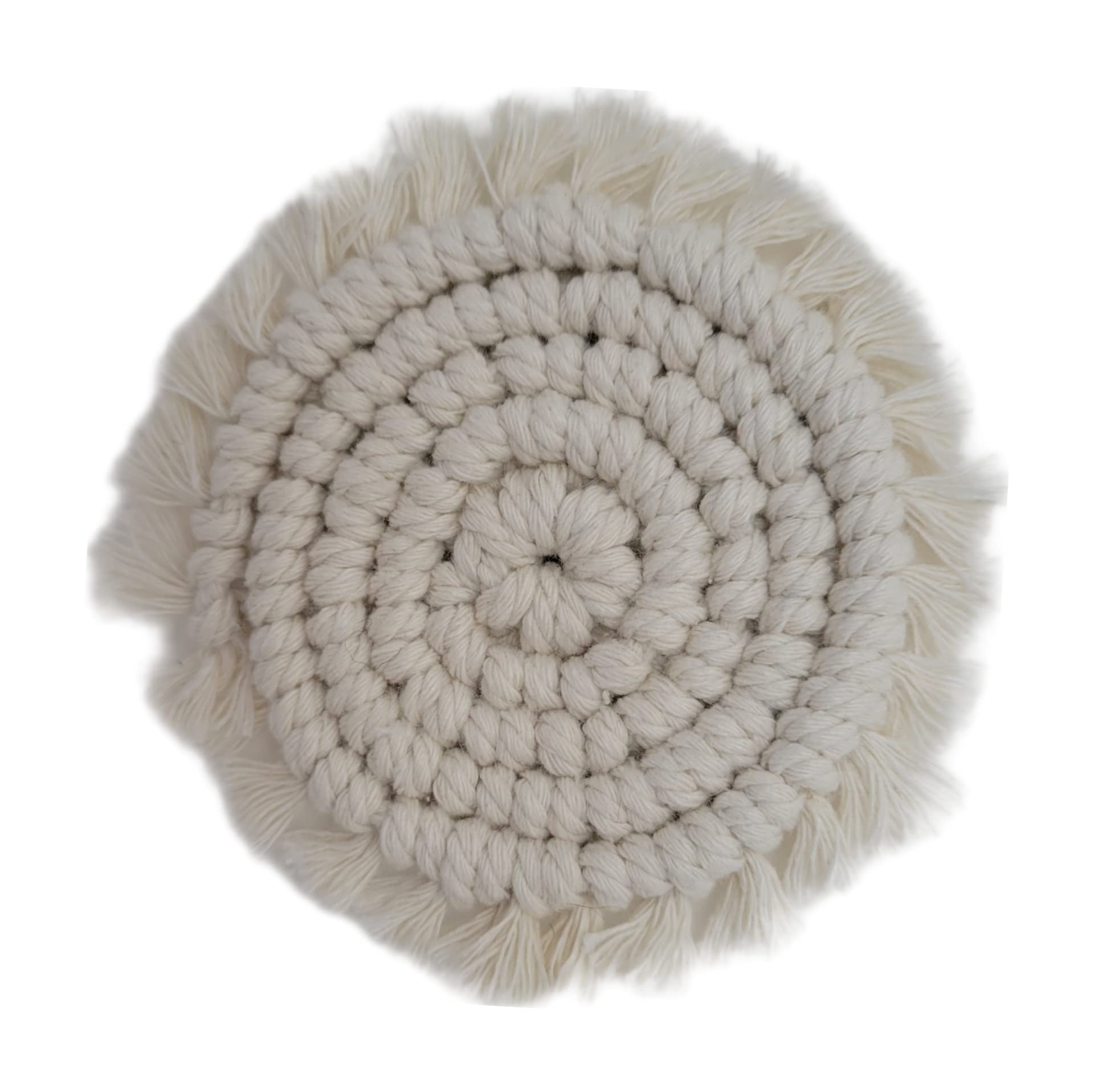 Mokoboho Macrame Car Coasters, Earth Tones Collection, 2Pc 3-Inch Boho Cotton Coasters For Cupholders (Sand)