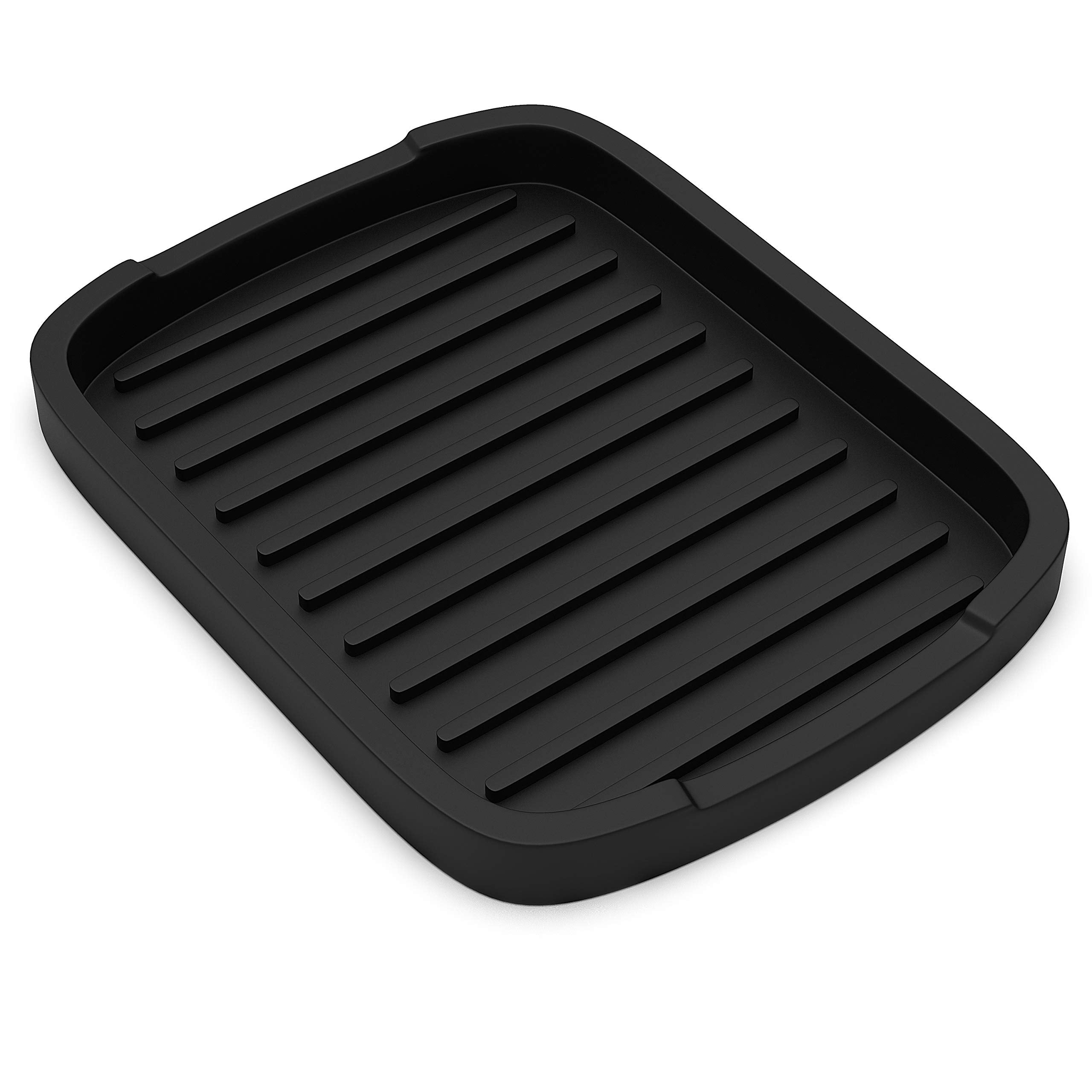 Zappoware Silicone Sponge Holder -Soap Tray - 5.9 '' X 4.33 '' (Black), 1-Pack (Black)