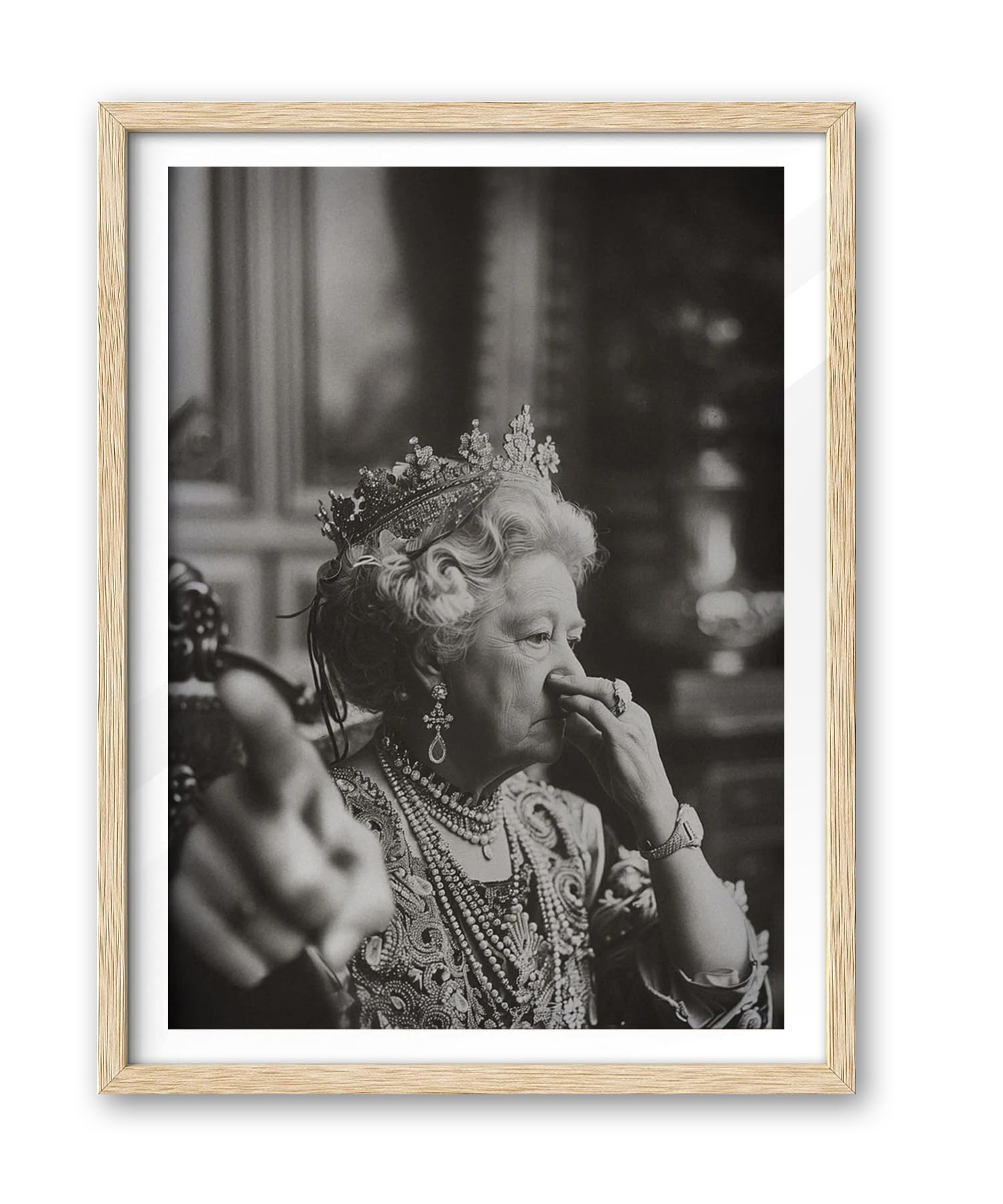 Ihery Natural Oak Wood Framed Funny Bathroom Wall Art Decor, 12X16 In Vintage Queen Portrait Canvas Prints, Toilet Humor Amusing