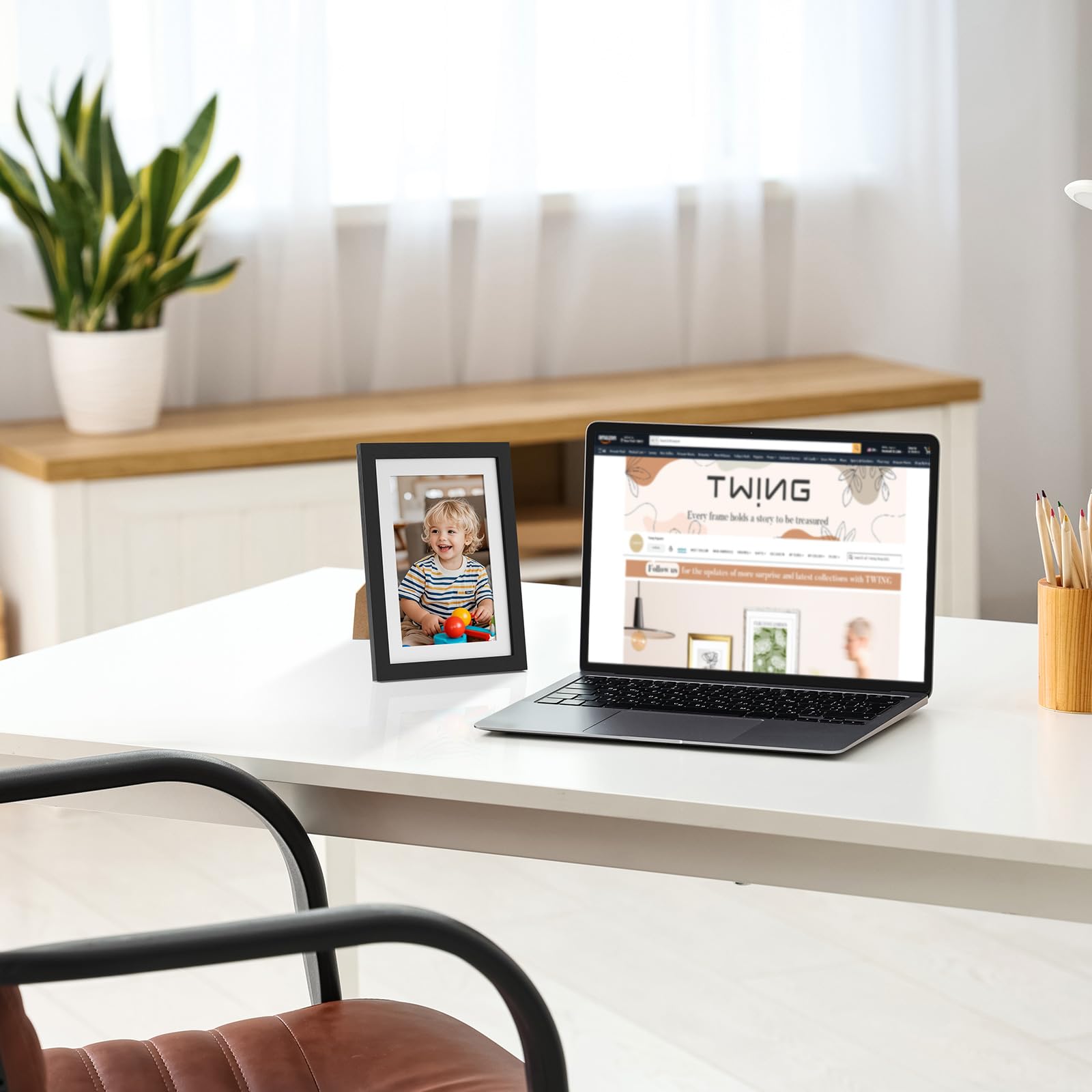 TWING 2 Pack Black 5x7 Matted Picture Frames, Display 4x6 Photos with Mat or 5x7 Without for Tabletop Display