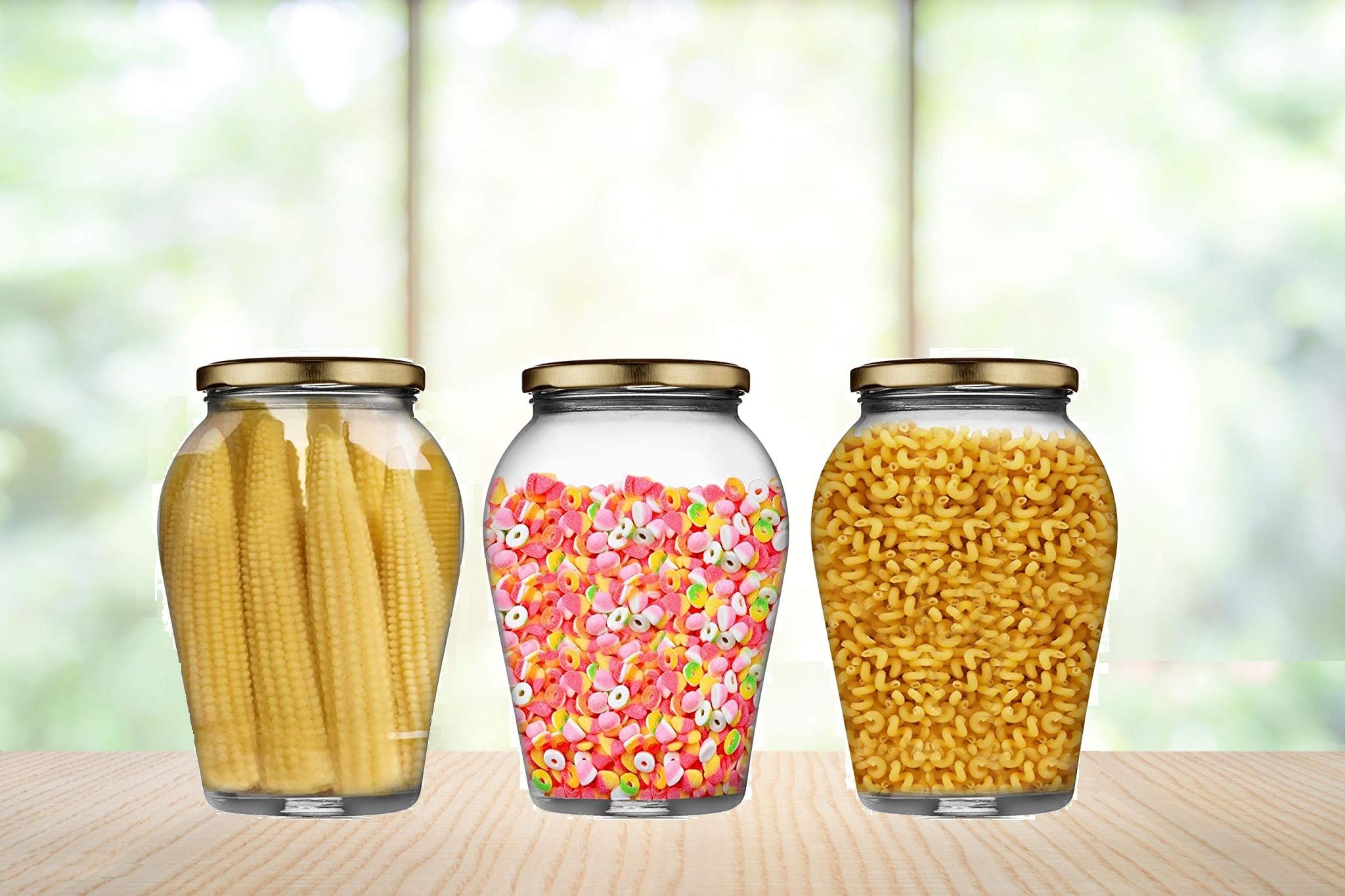 Ash & Roh Big Pot Glass Jar Kitchen Storage Glass Jars & Containers With Airtight Metal Lid  (1000 Ml /1 Ltr /1 Kg)  Set Of (3