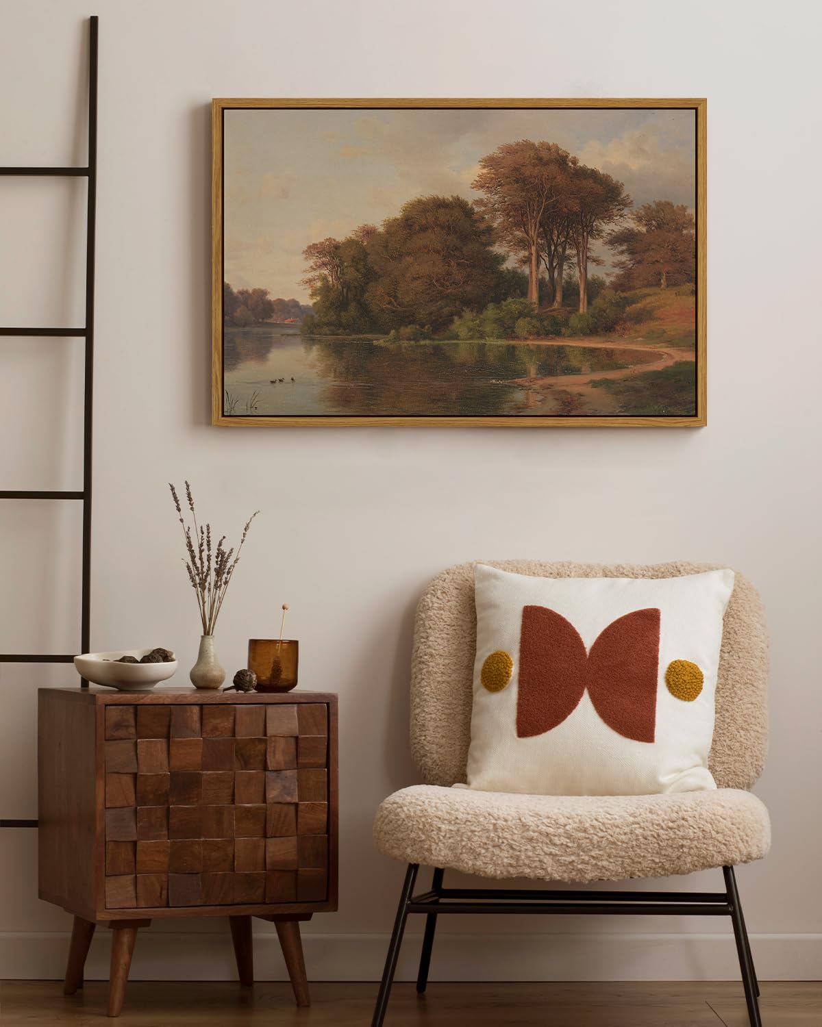 Arpeotcy Vintage Framed Canvas Wall Art, Living Room Autumn Scenery Pictures Fall Wall Decor, Kitchen Landscape Paintings Prints