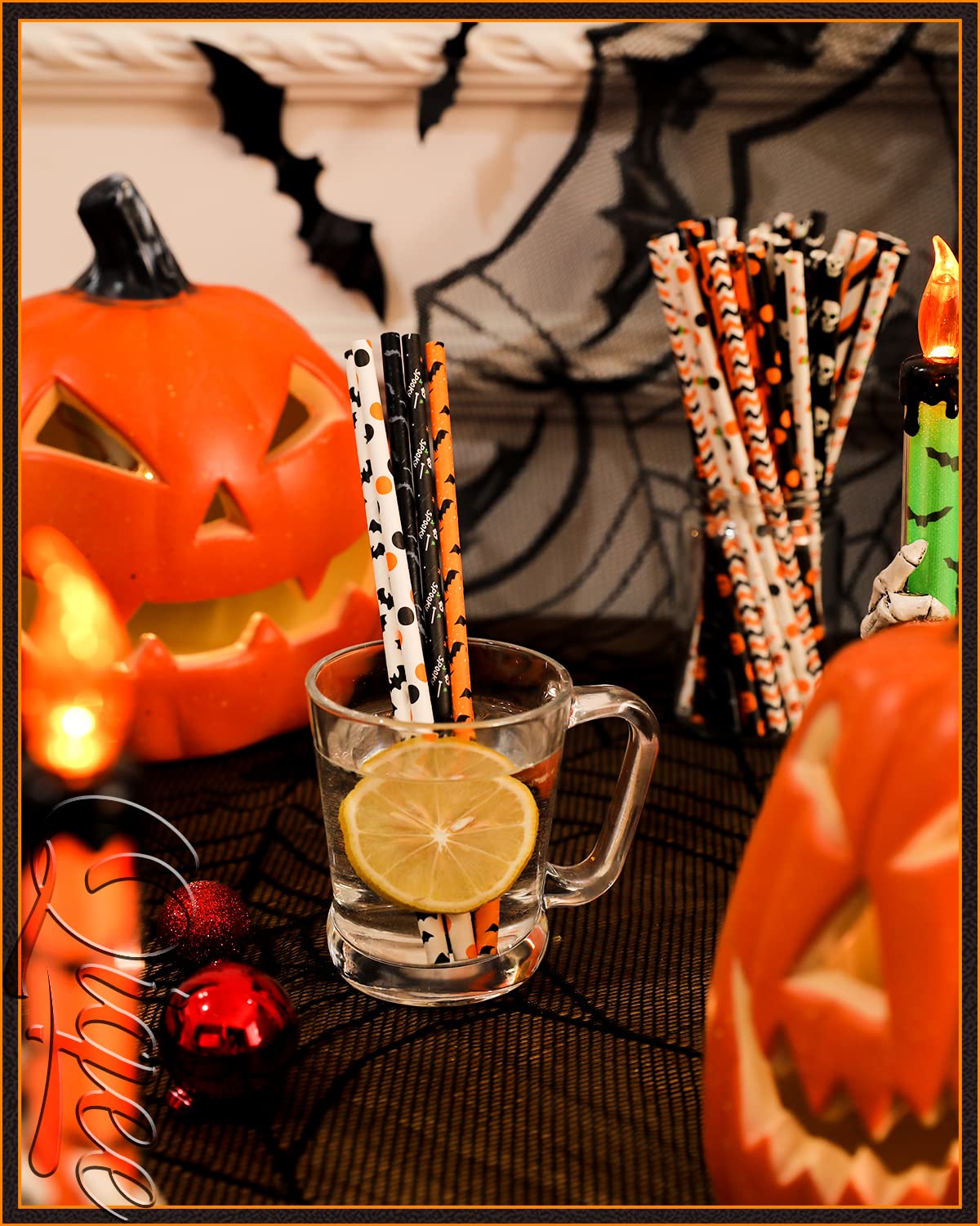 Halloween Paper Straws For Drinking Disposable Straws 150Pcs Disposable Straws Bulk(10 Pattern) Qiqee