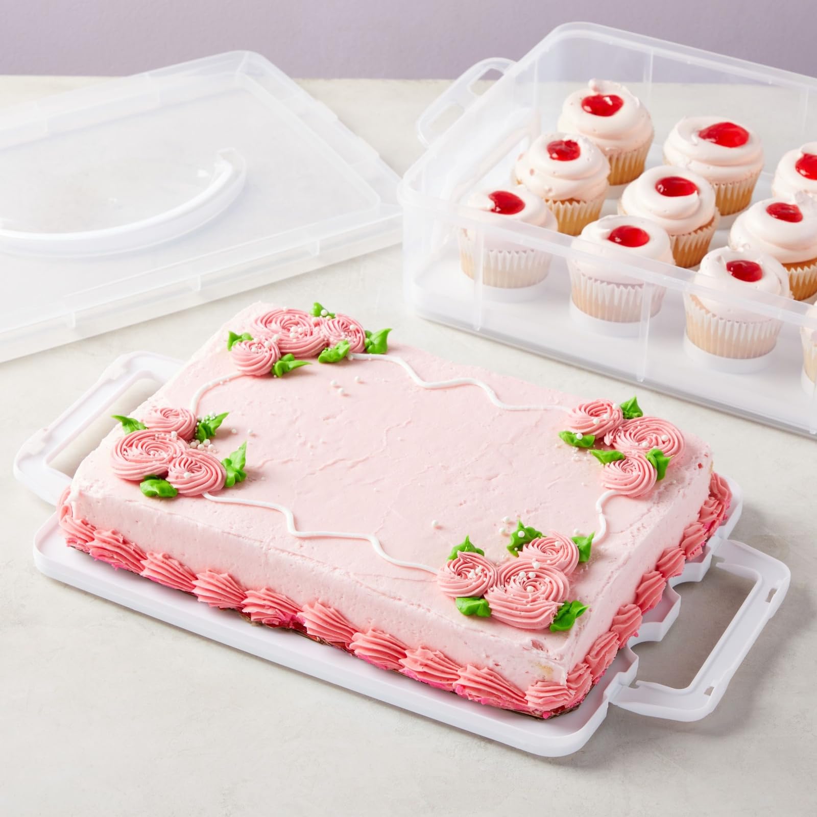 Juvale 2 Tier Cupcake Carrier For 24 Cupcakes, Transport Container With Lid For Muffins (13.5 X 10.25 X 7.5 In)