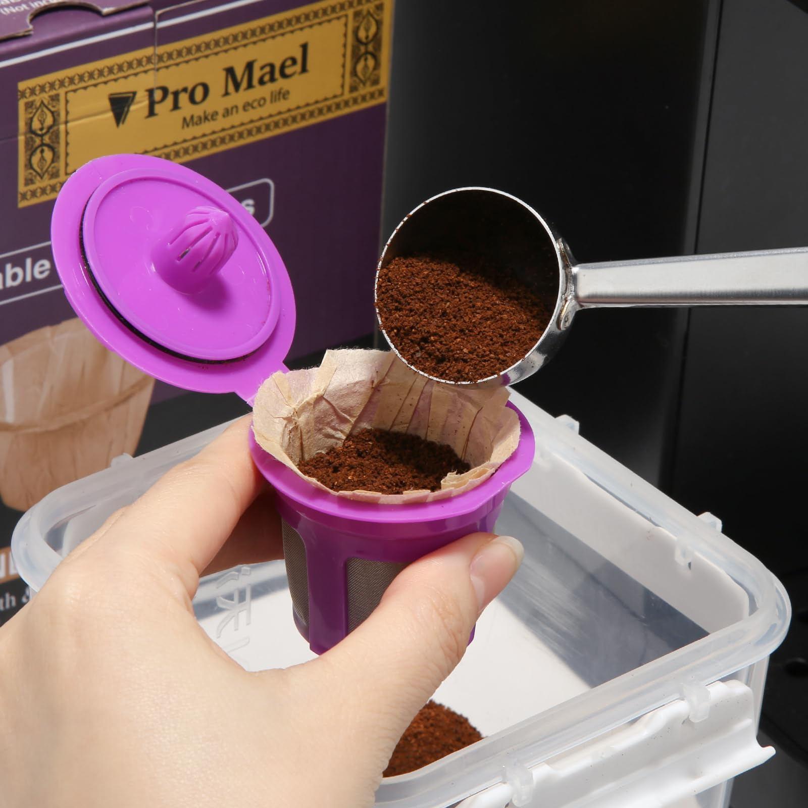 Pro Mael Disposable K Cup Filters - Natural Unbleached Coffee Filter Paper, 100 Count for Keurig 1.0 & 2.0, Use with Reusable Pods