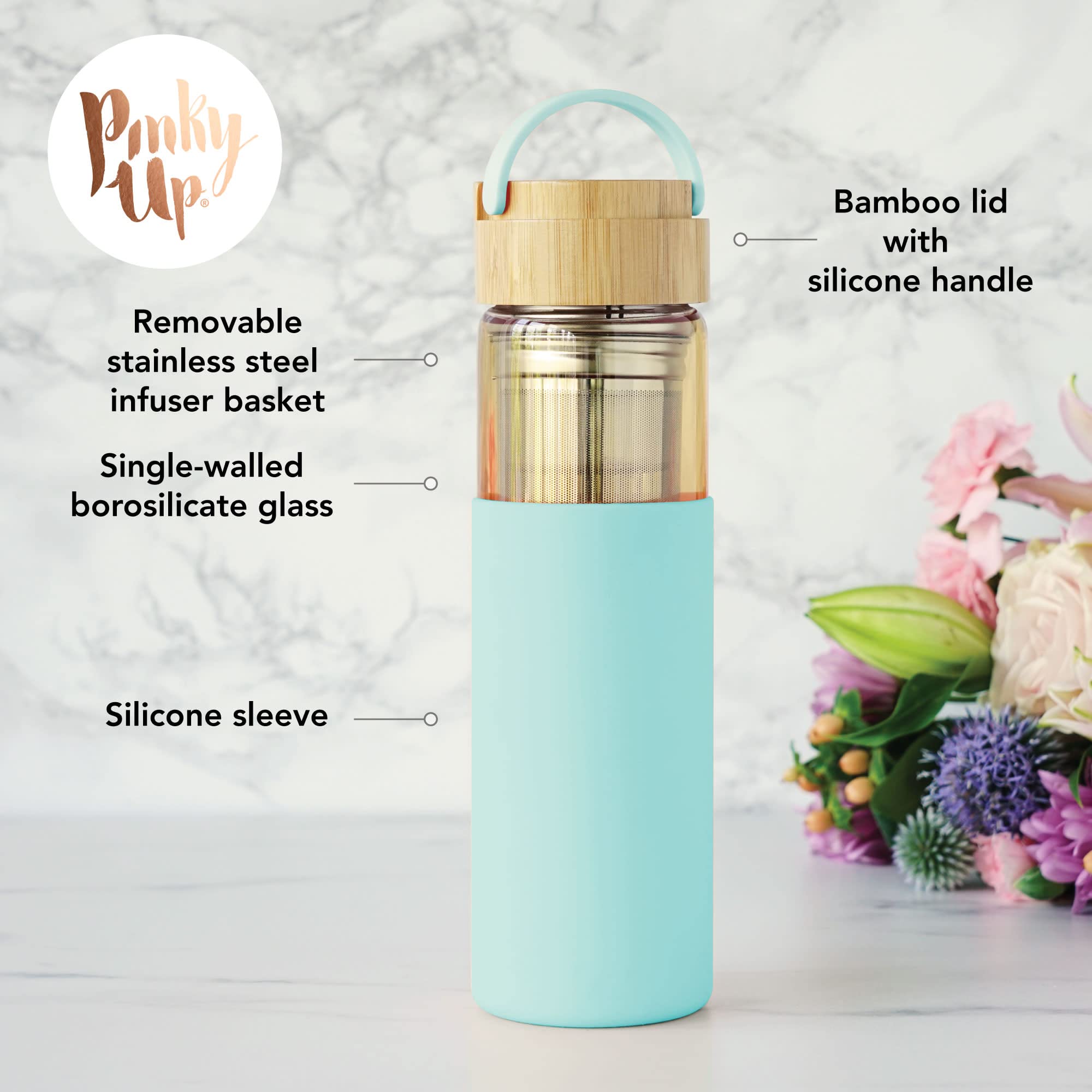 Dana Glass Travel Mug In Turquoise By Pinky Up