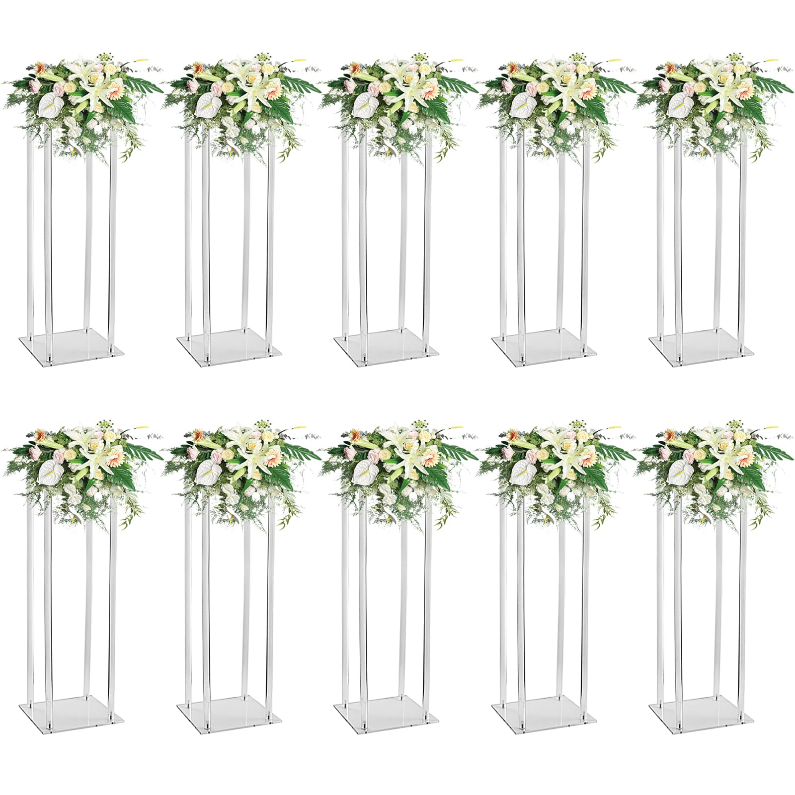 10 Pcs Acrylic Clear Vases for Wedding Centerpieces, 31.5 Tall Flower Vases, Engagement Home Party Table Decor Centerpiece Vases