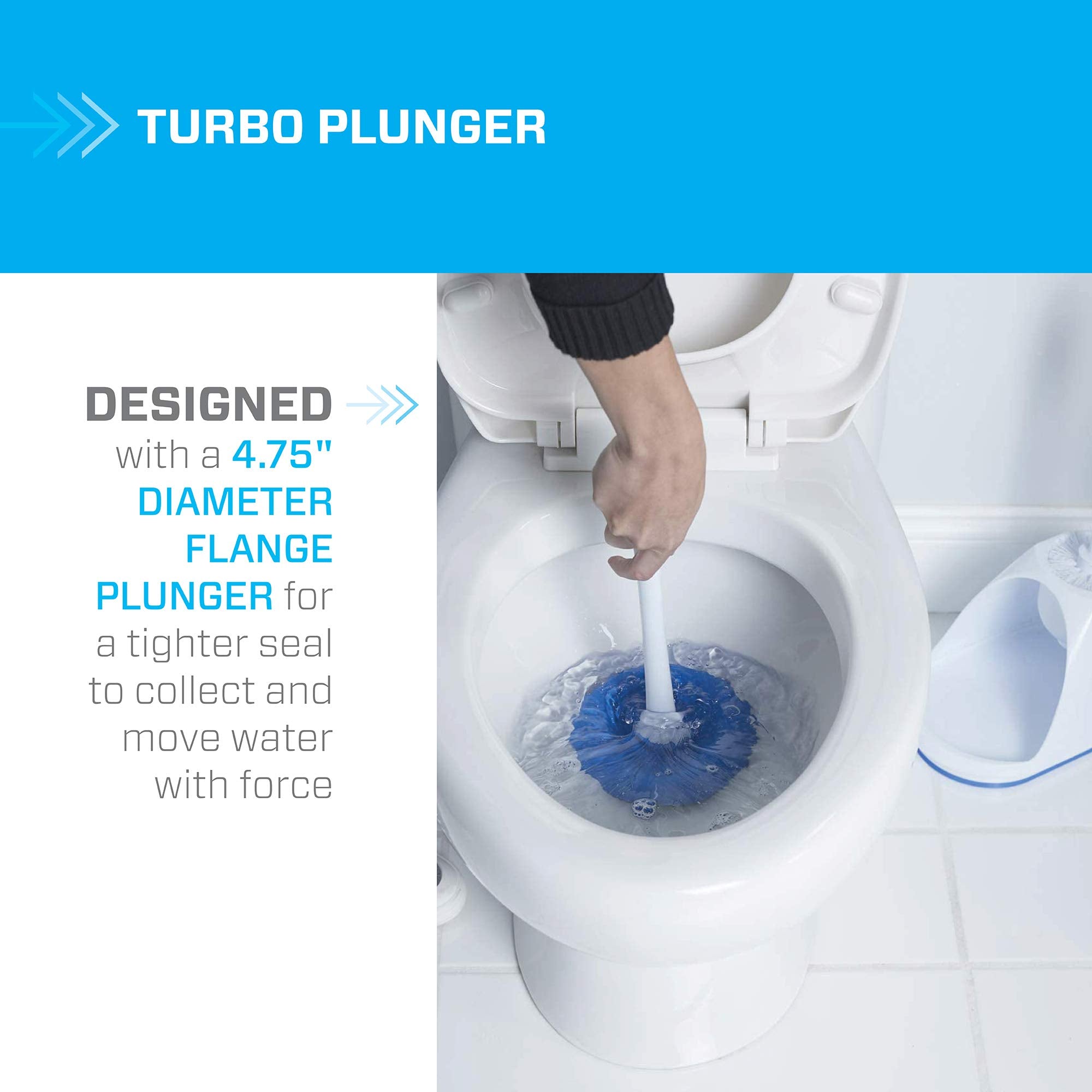 Mr. Clean 440436 Combo, White/Blue Plunger And Bowl Brush Caddy Set, Toilet, Turbo (Set Of 2)