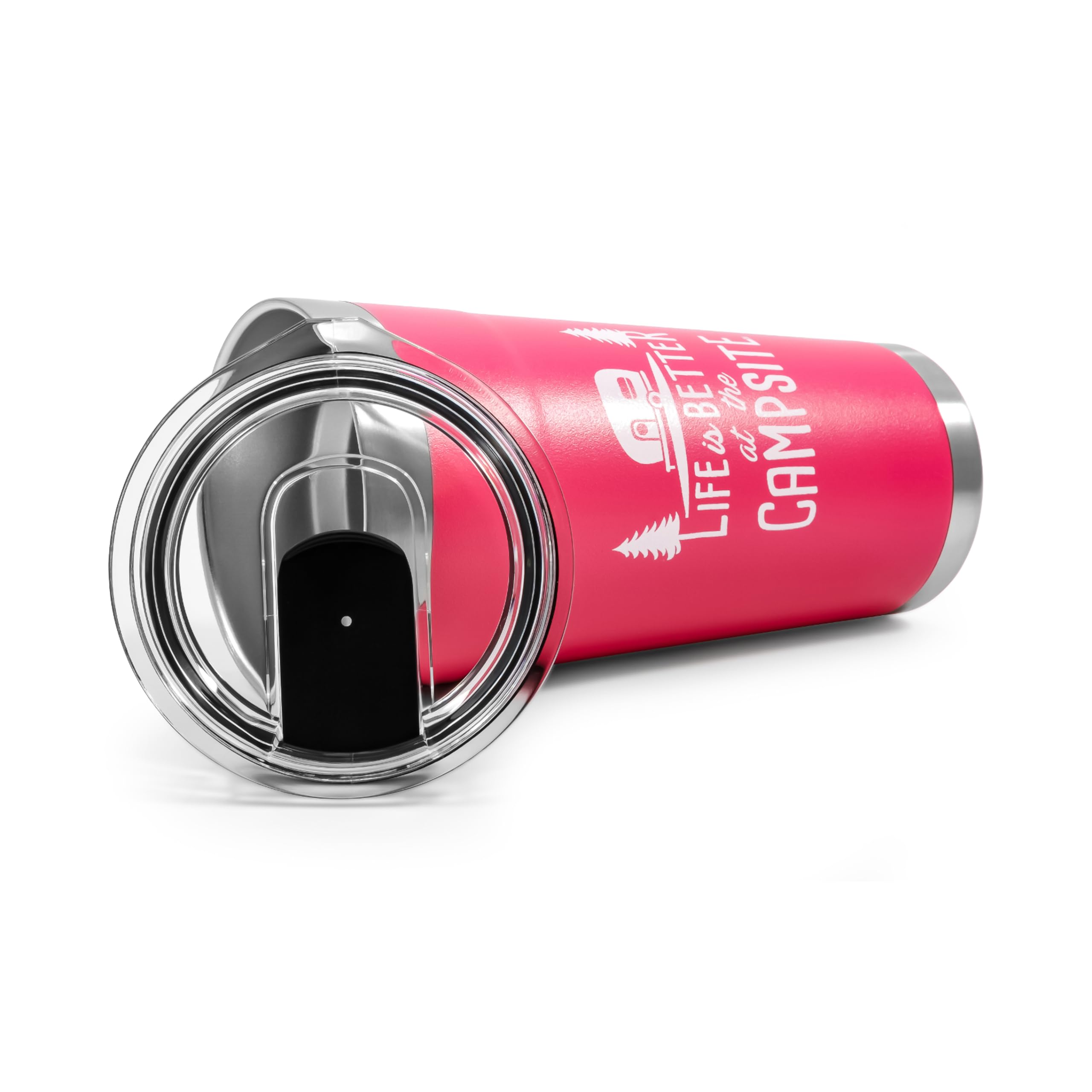 Camco Life Is Better At The Campsite Tumbler | Heavy Duty Double Wall Vacuum Insulation | Crafted Of 18/8 Stainless Steel | Uniq