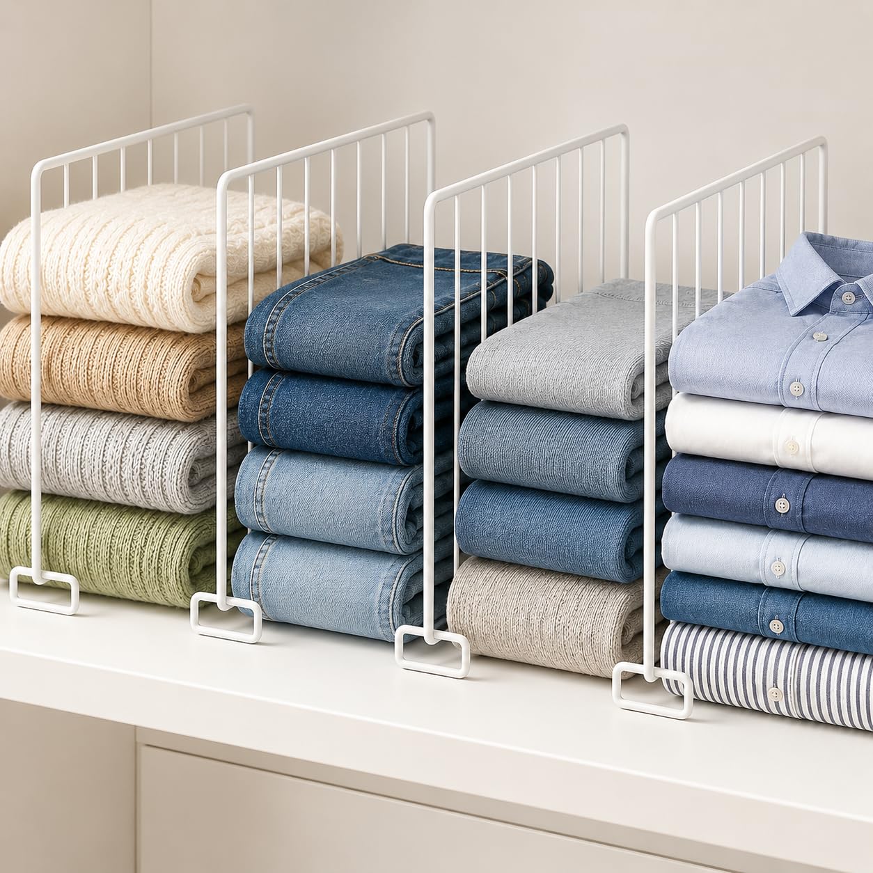 Homeor Metal Wardrobe Shelf Divider  Iron Closet Separator Organiser For Clothes | Almirah Cupboard Partition | Partition For S