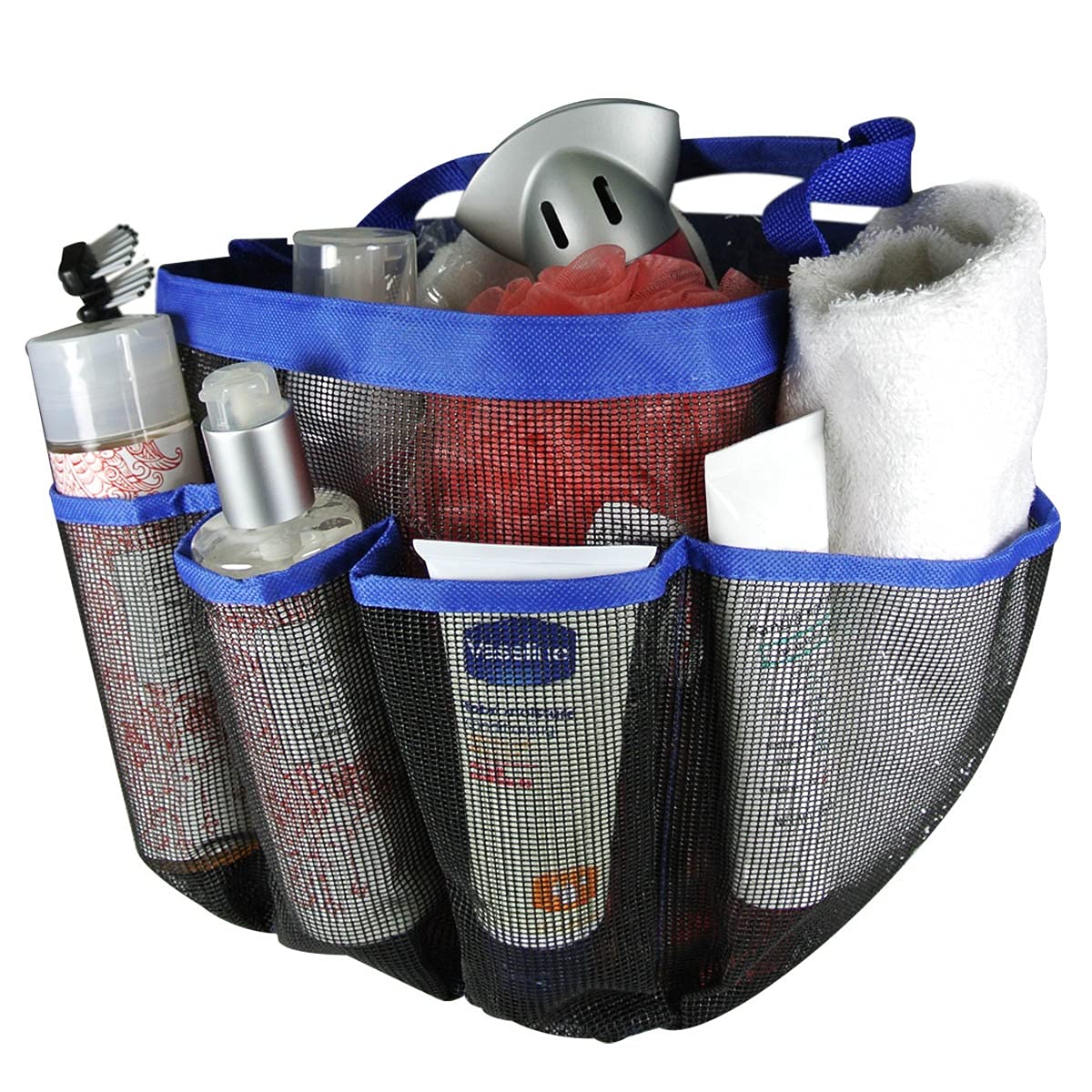 Wrapables Portable Mesh Shower Tote Bag, Blue