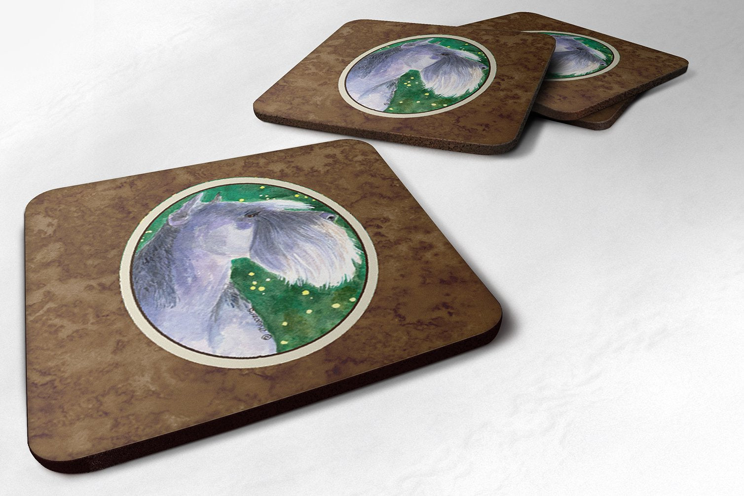 Carolines Treasures Schnauzer Foam Coasters (Set of 4), 3.5 H x 3.5 W, Multicolor
