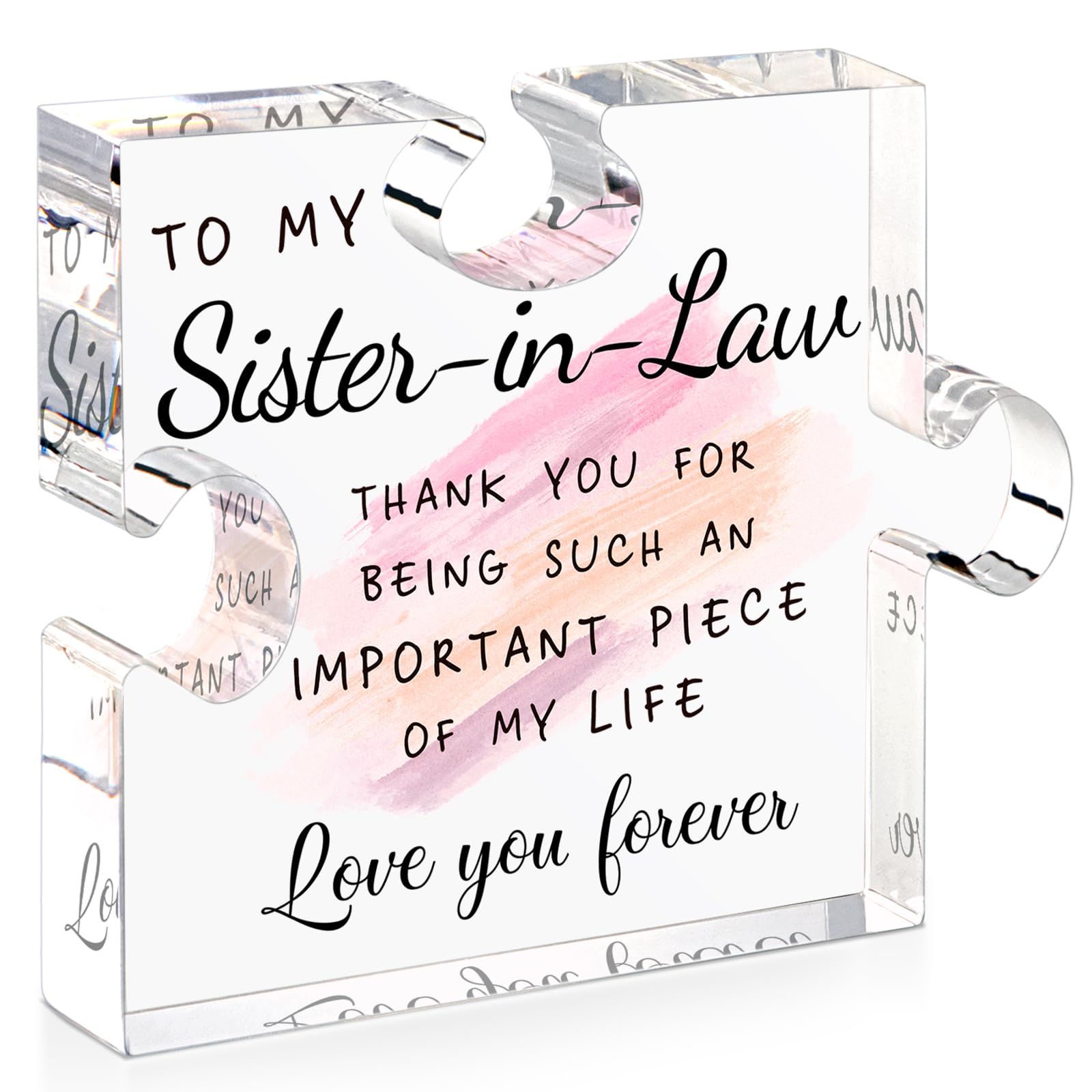 Sister in Law Gifts from Sister Brother - Unique Sister in Law Gift Ideas Best Sister in Law Puzzle Piece Gift for Birthday Wedd
