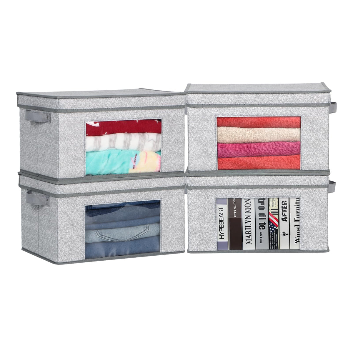 Univivi Fabric Foldable Storage Bins With Lids Collapsible Storage Boxes Bins Organization Baskets For Home, Closet, Playroom, 1