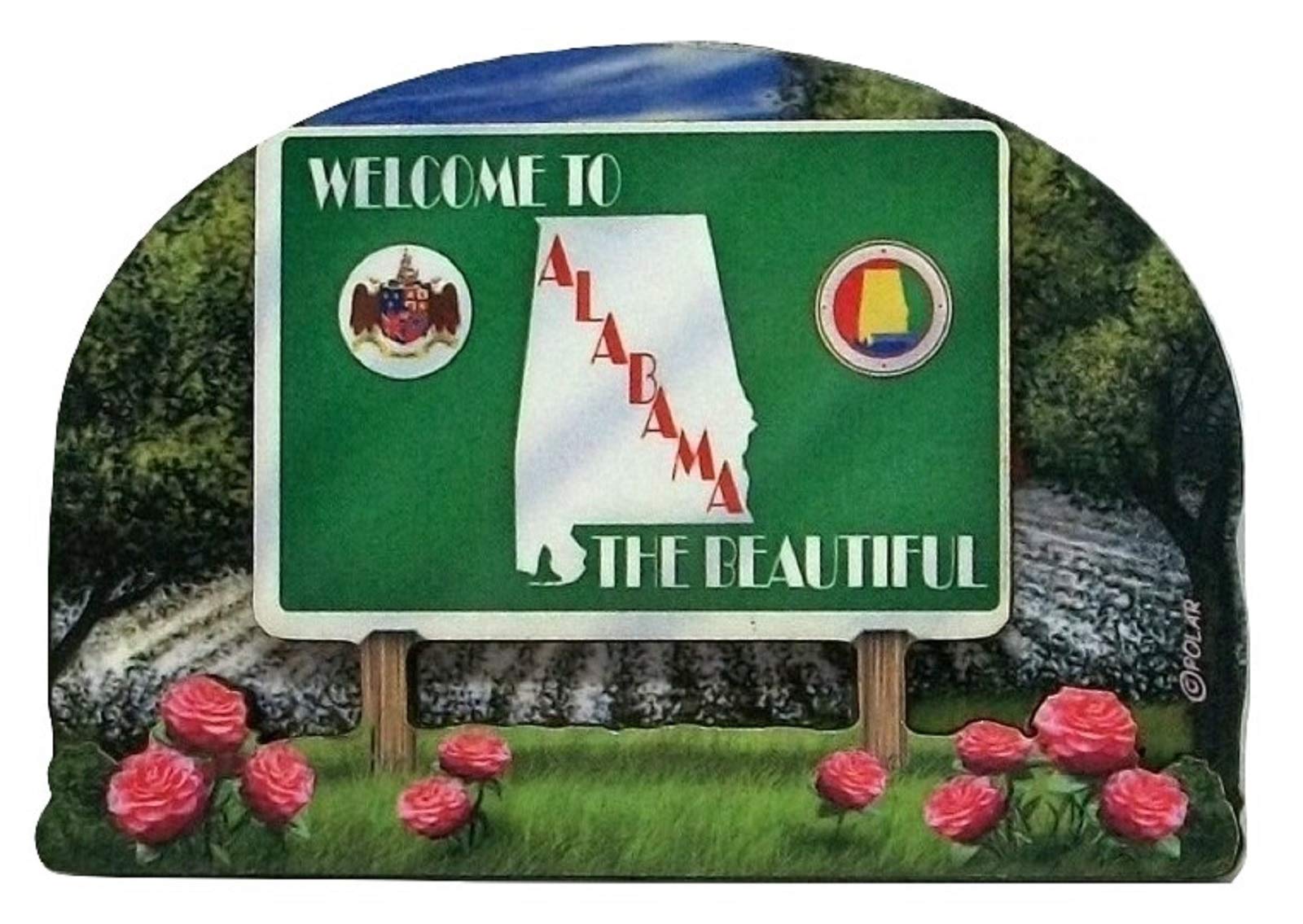 Alabama State Welcome Sign Wood Fridge Magnet 2