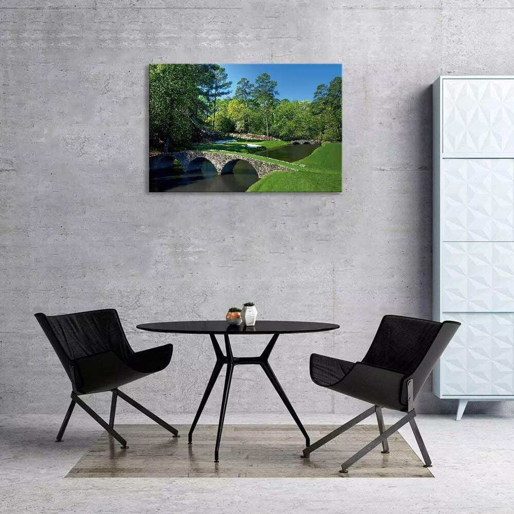 Chenchenart Augusta National Golf Course Wall Art - Augusta Golf Course 12Th Hole Wall Art For Living Room Bedroom Bathroom Home