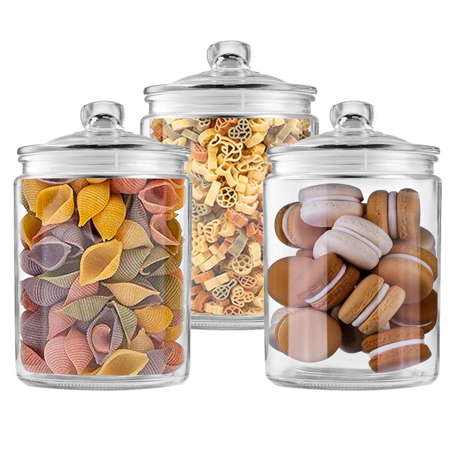 Glass Jars 64 Oz,Candy Jar With Lid For Household,Food Grade Clear Jars (3 Pack)