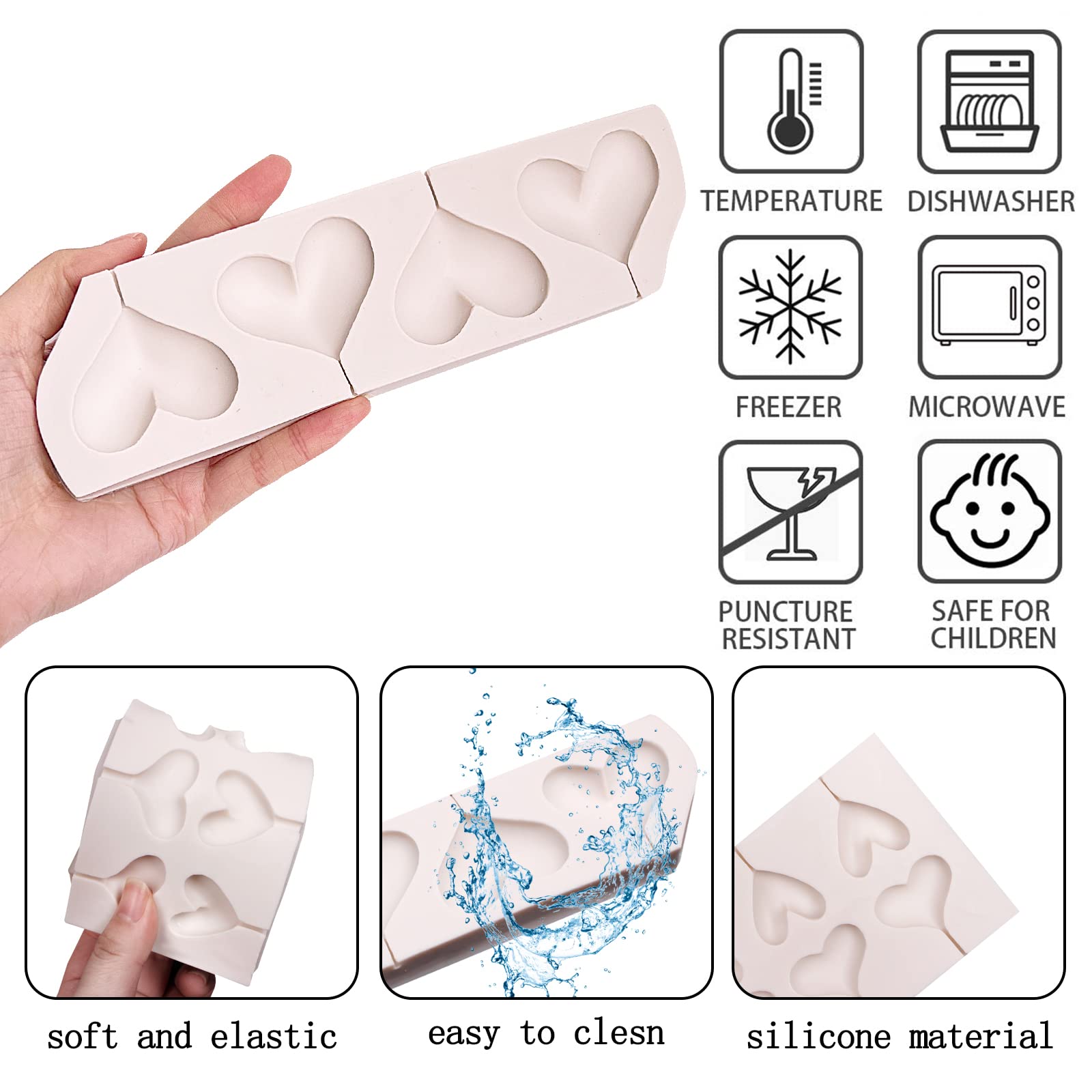 Love Lollipop Fondant Molds, Heart-Shaped Candy Chocolate Silicone Molds, Used For Cake Cupcake Decoration, Sugar Craft Glue, Je