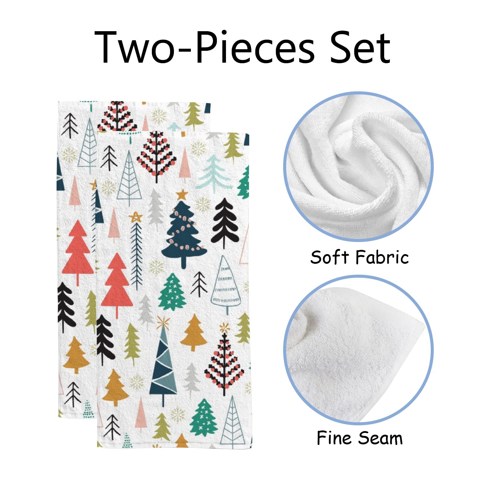 Vantaso Bath Hand Towels Set Of 2 Christmas Tree New Year Soft And Absorbent Kitchen Hand Towel For Bathroom Hotel Gym Spa