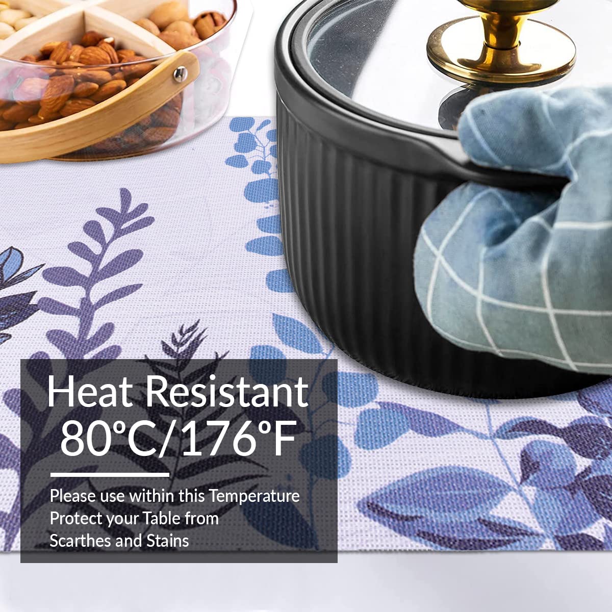 Decozen Placemats Set Of 8 - Table Protector For Kitchen Decor Scratch Heat Resistant Placemats Washable Wipeable Indoor Outdoor