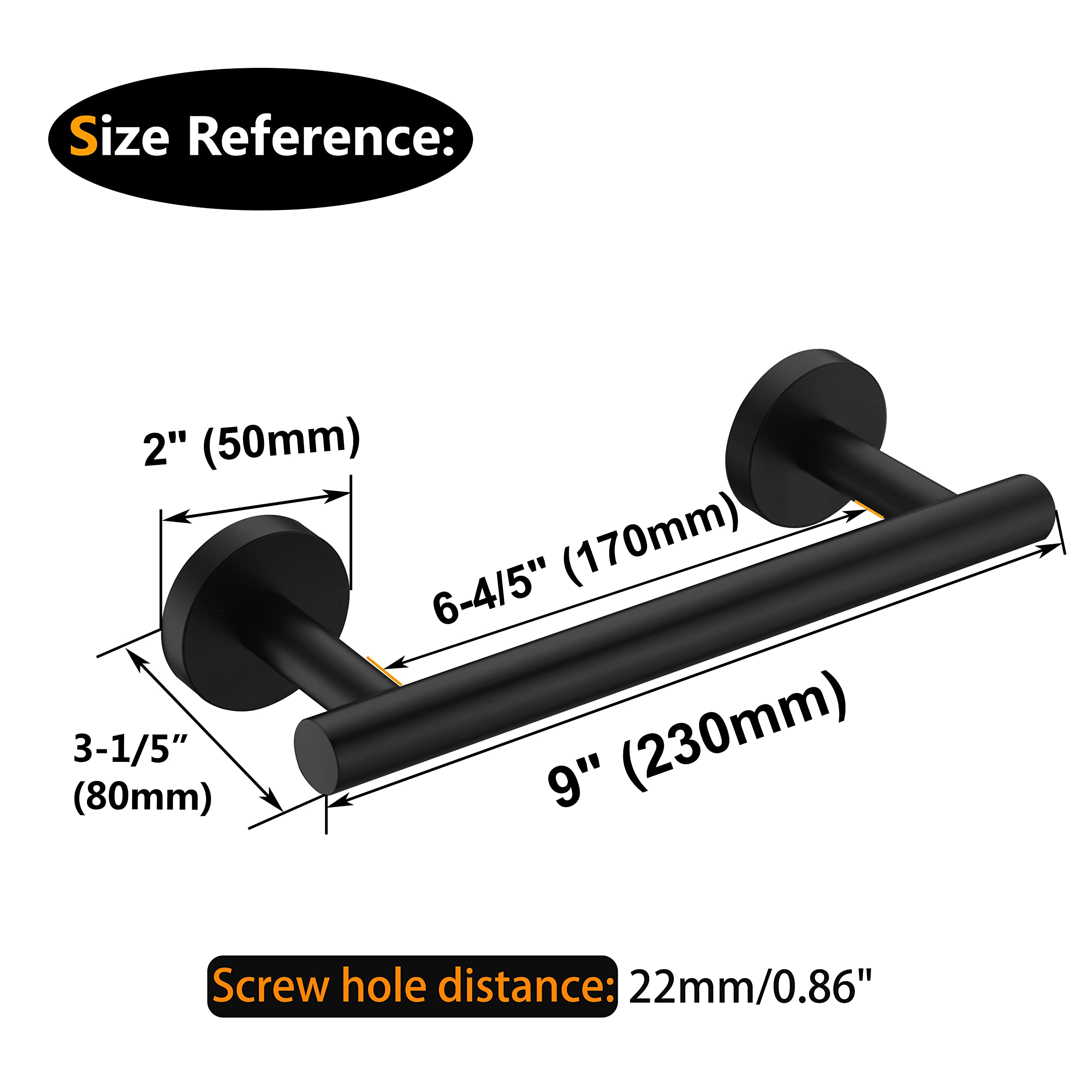 Nolimas Matte Black Bath Hand Towel Bar Single Bars Towel Rack Rod Classic Wall Mounted Stainless Steel Bathroom Towel Bar Toile