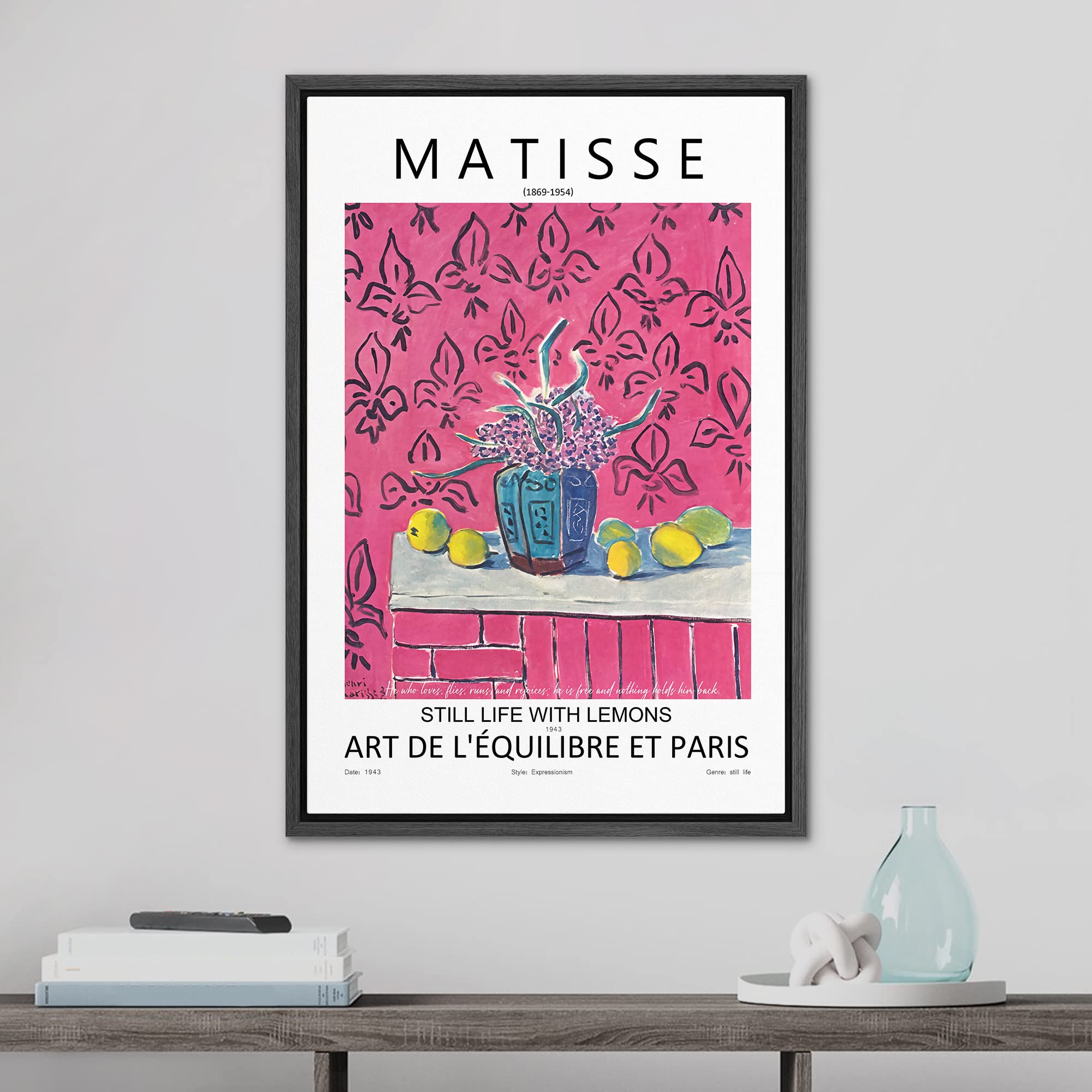 Signleader Framed Canvas Print Wall Art Matisse Still Life With Lemons Nature Wilderness Illustrations Fine Art Rustic Scenic Re