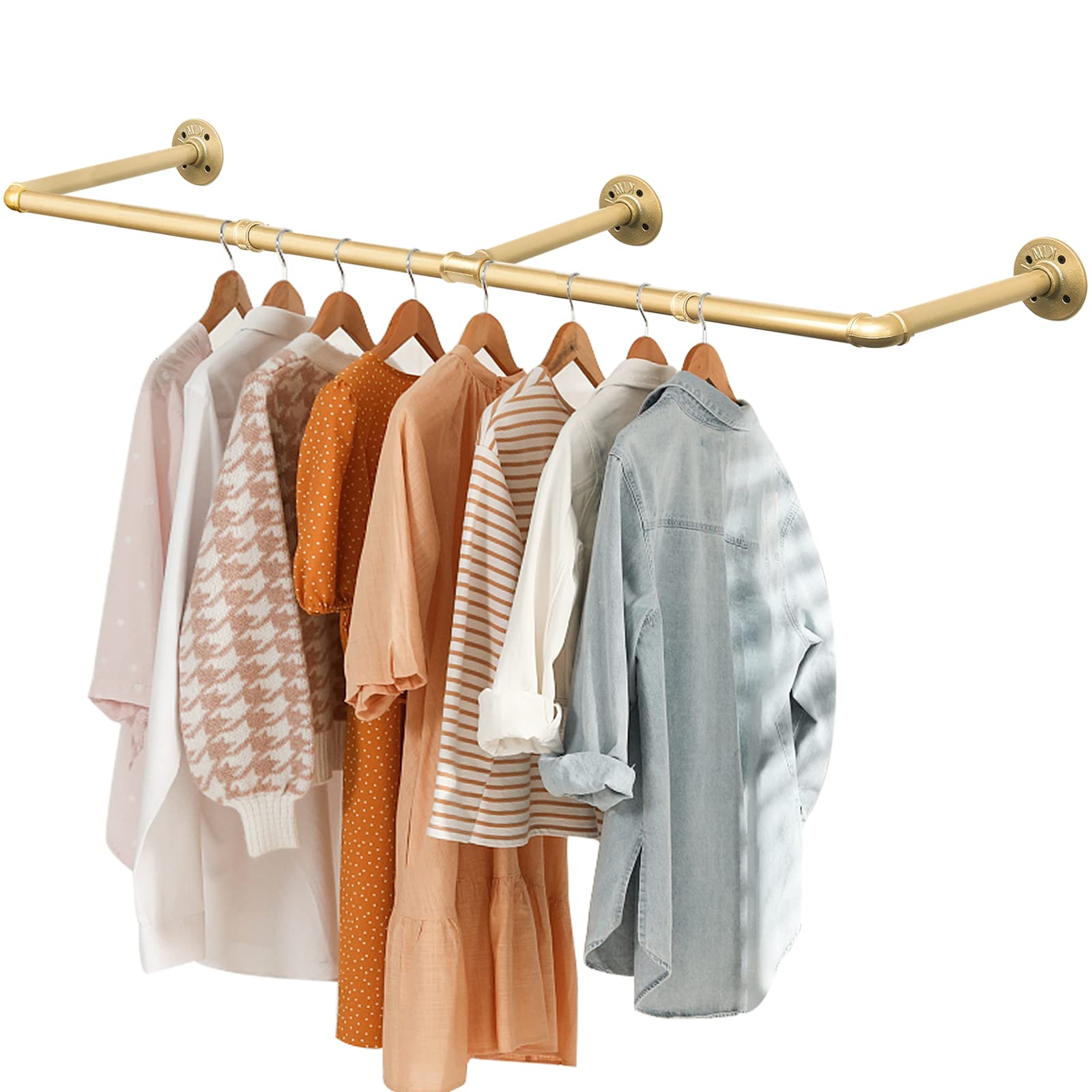 Varsoul Wall Industrial Pipe Clothes Racks, Diy Floating Hanger Rustic Home Pipe Decor, Mounted Closet Storage Organizer Holder