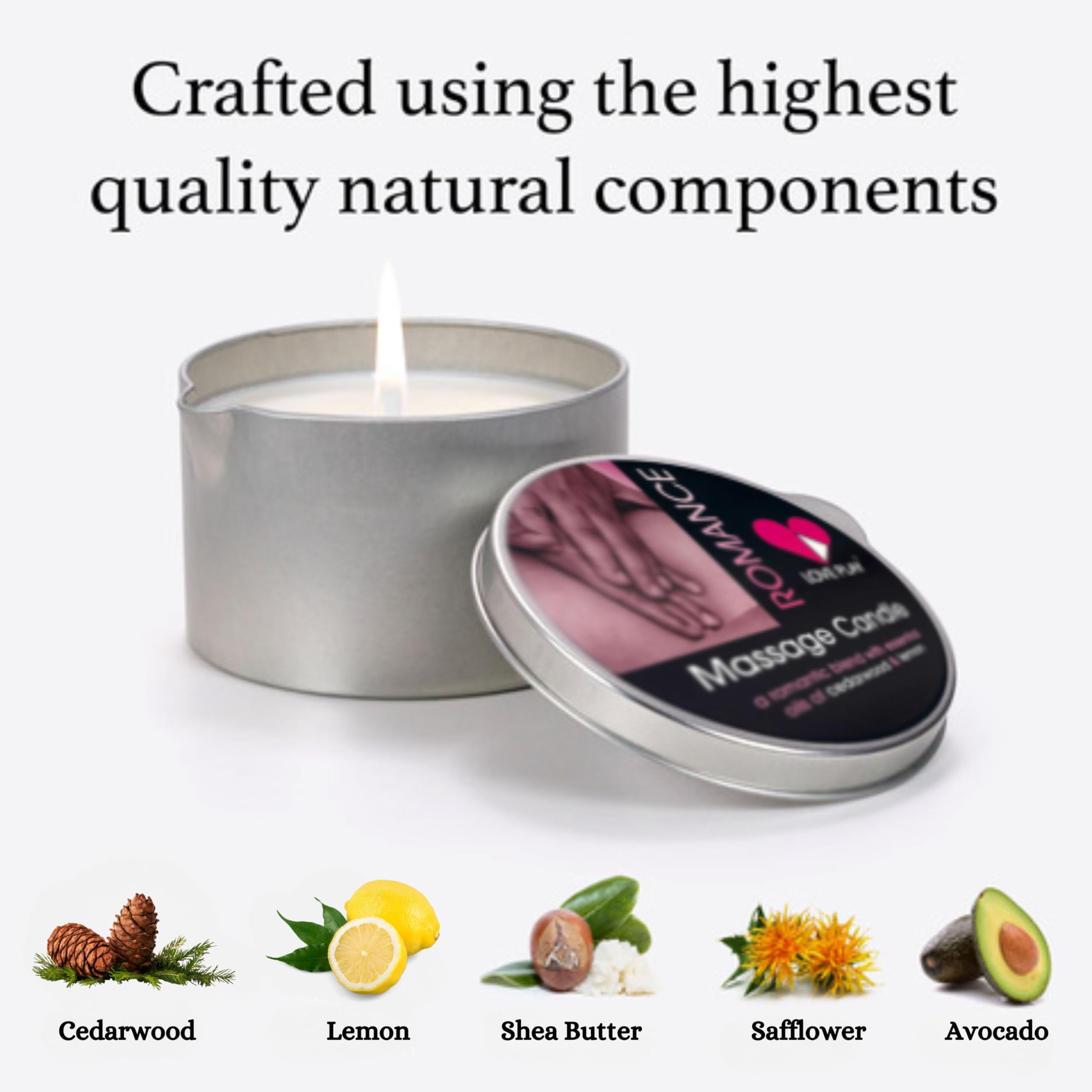 LOVE PLAY Romance Massage Candle - Moisturizing Body Oil Candle for Couples and Home Spa - Luxurious & Hydrating Skin Care Body