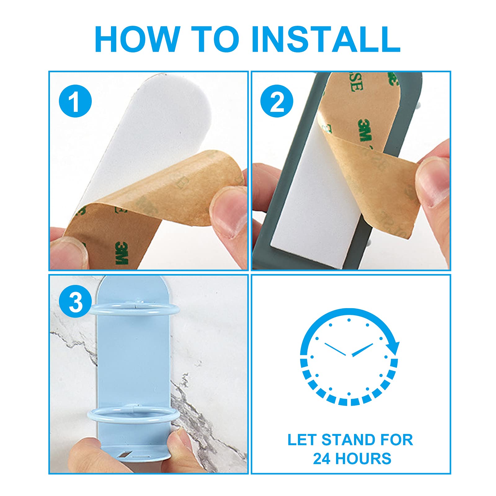 2 Pack Electric Toothbrush Holders Stick On The Wall Electric Metal Tooth Brushing Holder Wall Mounted Bathroom Organizer