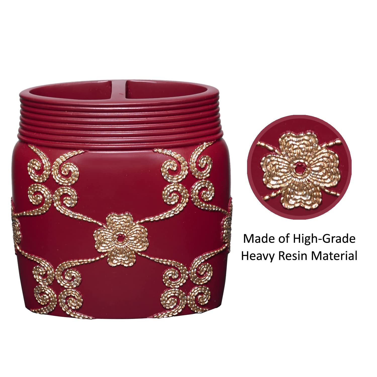 Popular Bath Toothbrush Holder, Vlegant Rosa Collection, Burgundy/Gold