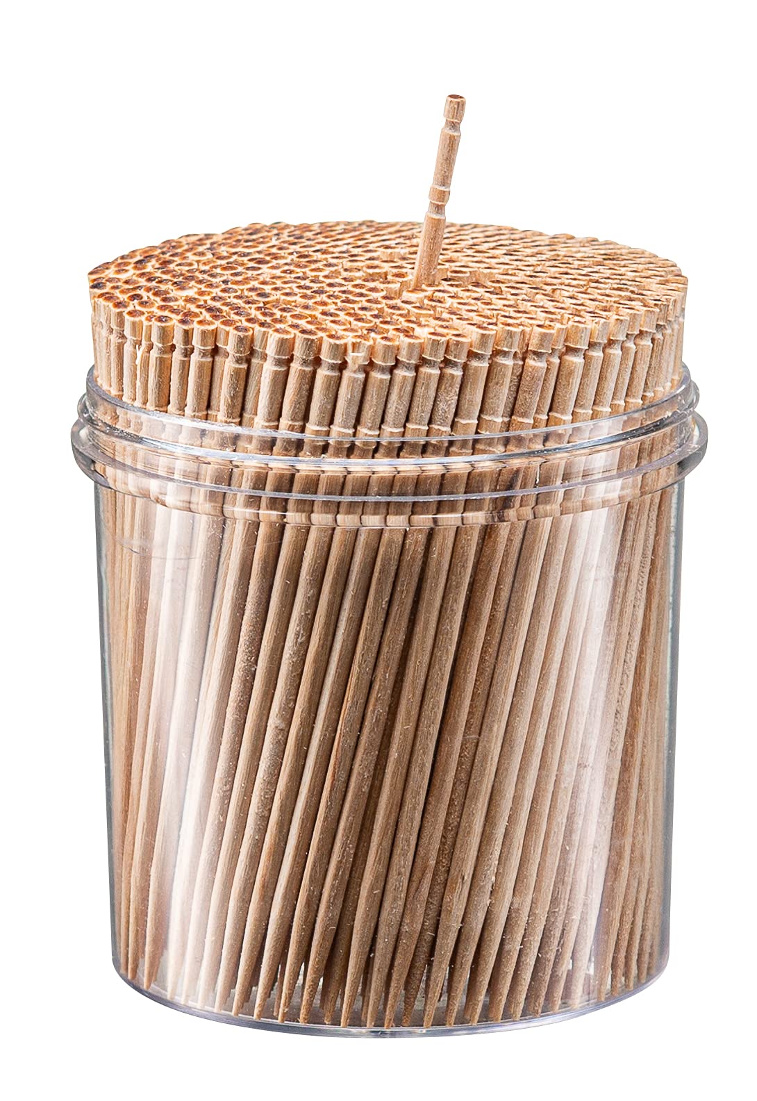 Prestee 2000Ct Wooden Toothpicks + Reusable Toothpick Holder Container, Light Wood Toothpicks - Sturdy Smooth Finish Bamboo Toot
