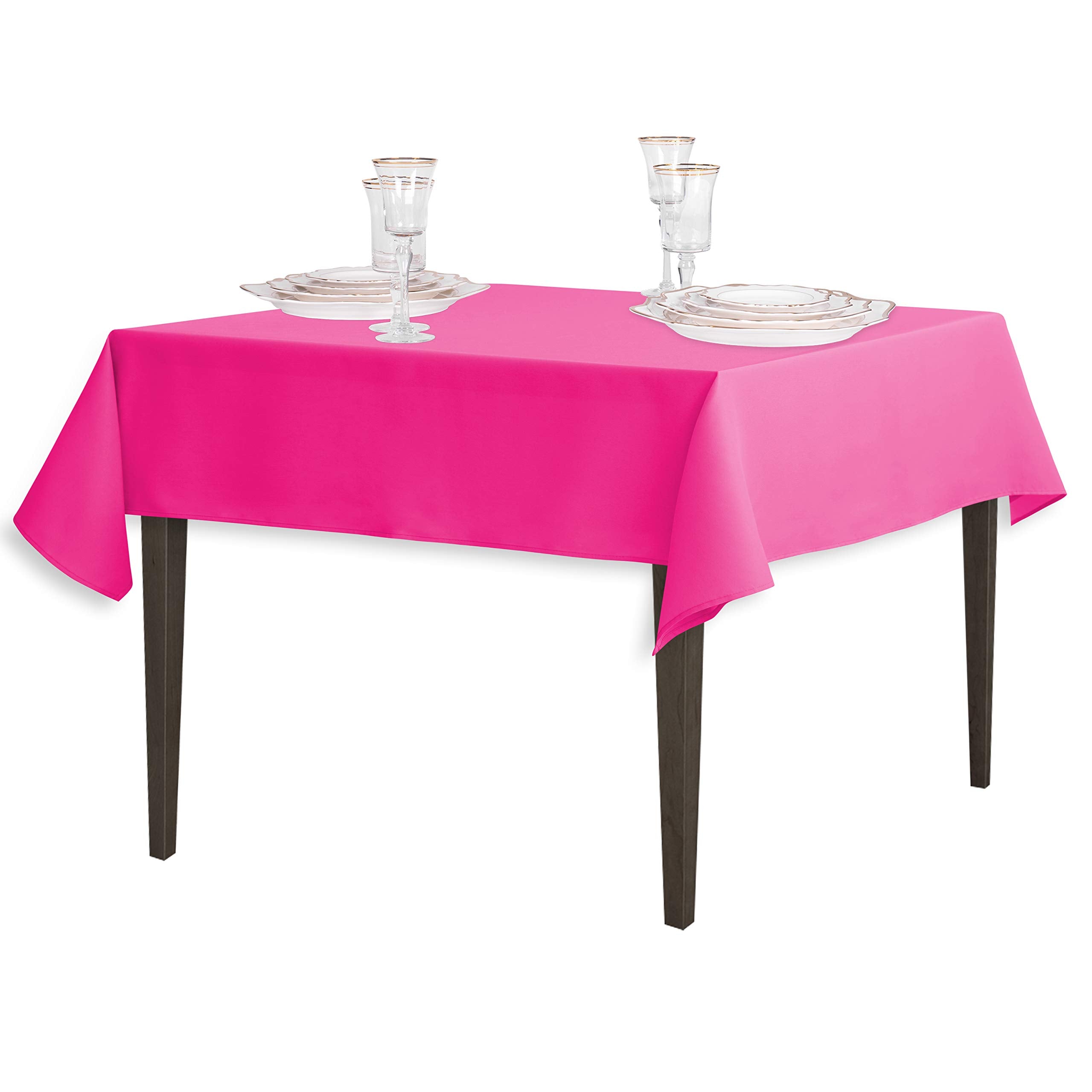 Linentablecloth 54-Inch Square Polyester Tablecloth Fuchsia