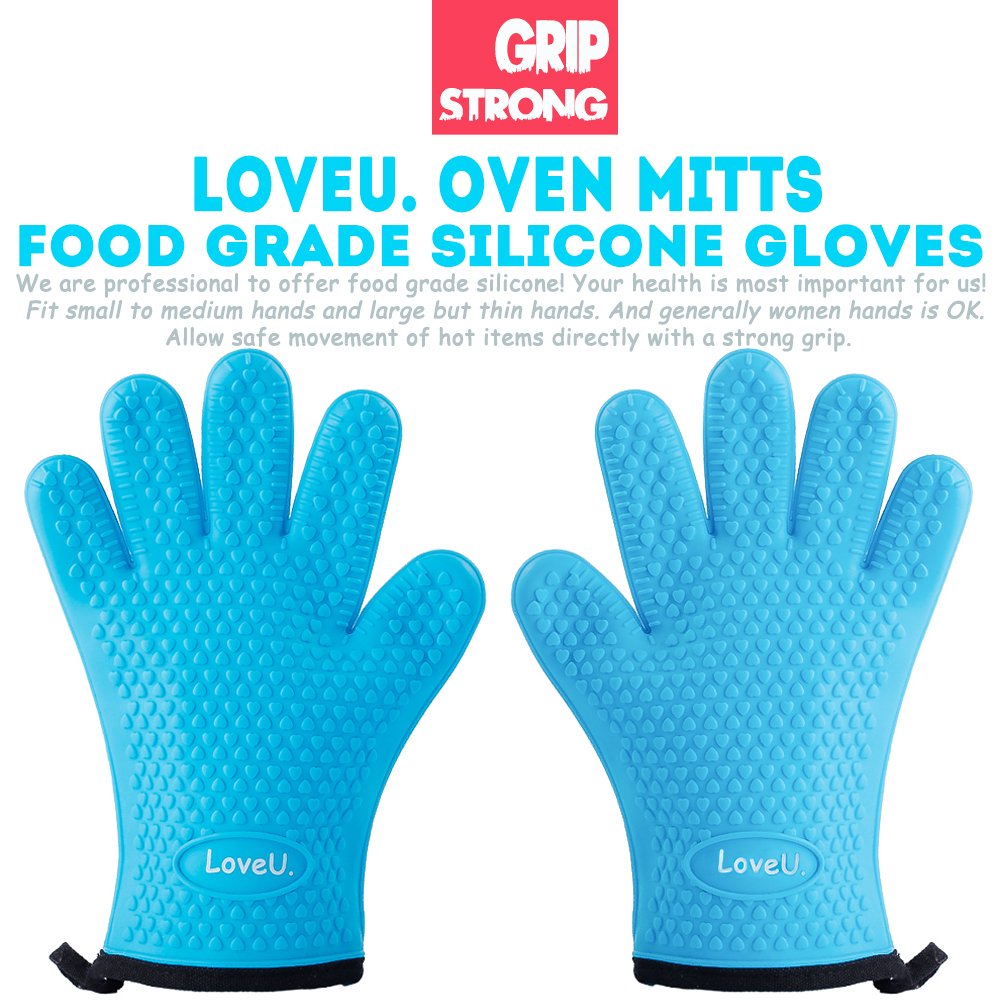 Loveuing Kitchen Oven Gloves - Silicone And Cotton Double-Layer Heat Resistant Oven Mittsbbq Glovesgrill Gloves - Perfect For Ba