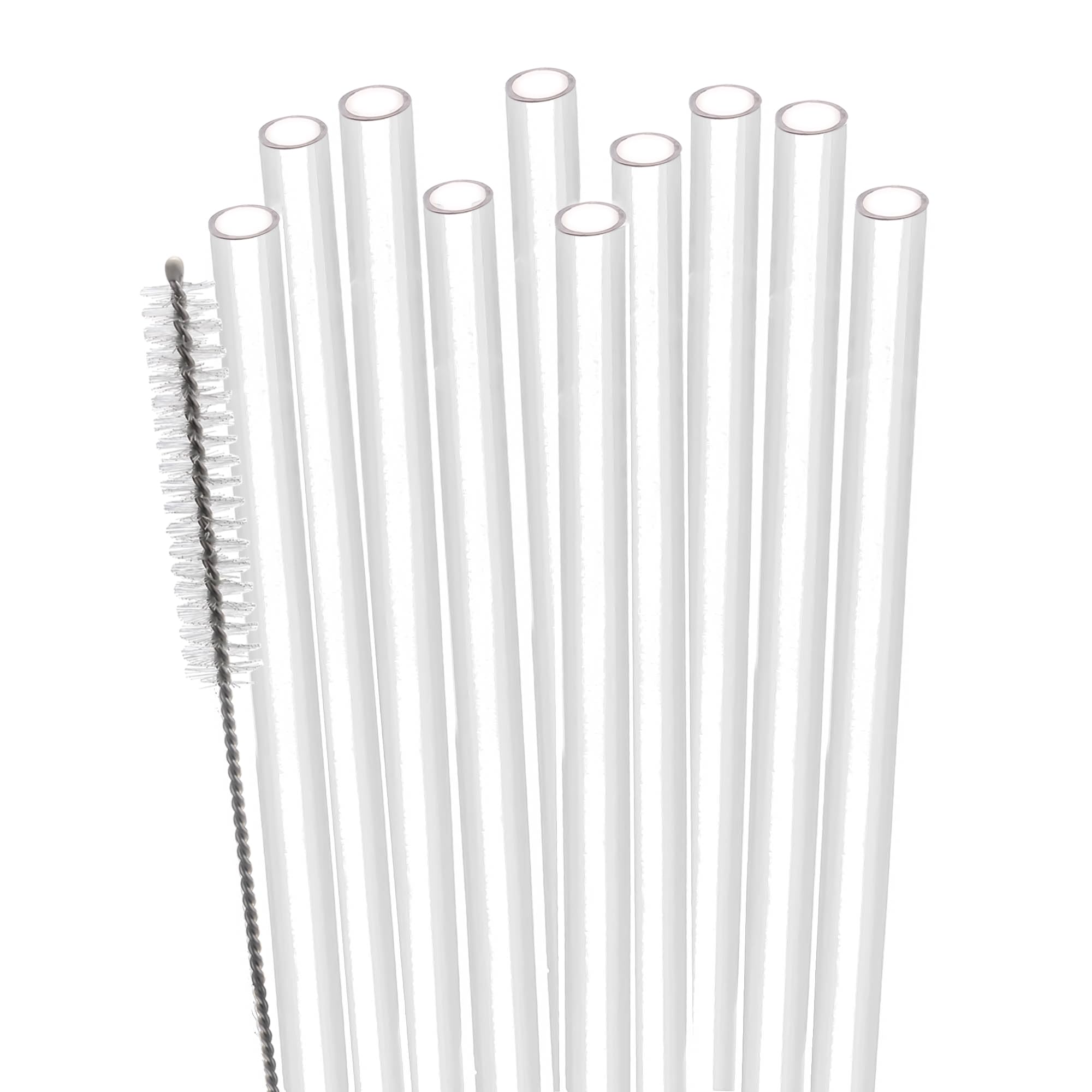 Dakoufish Replacement Straw for Stanley|Simple Modern 40oz 30oz Tumbler,10 Pack 13 Inch White Reusable Straws With Cleaning Brus
