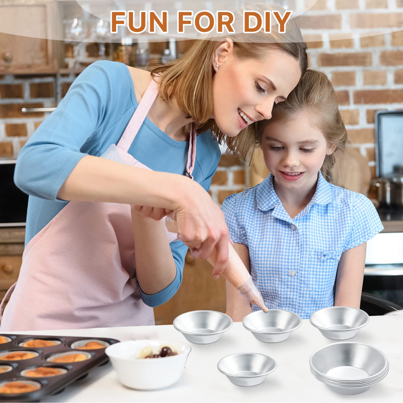 Milkary 25 Pack Egg Tart Molds, Puto Molder Cookie Steamer Dessert Molds, Small Aluminum Nonstick Pans Pie Molds For Baking Pies