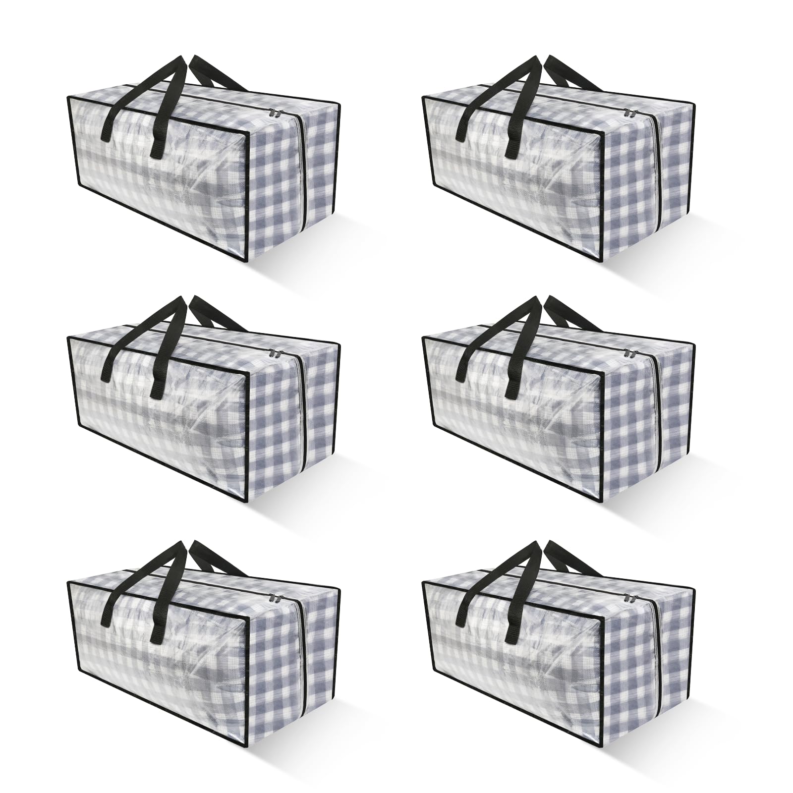 Clear Storage Bags With Zipper, 6 Pack Large Moving Bags Heavy Duty Extra Large, Plastic Storage Totes For Clothes, College Dorm