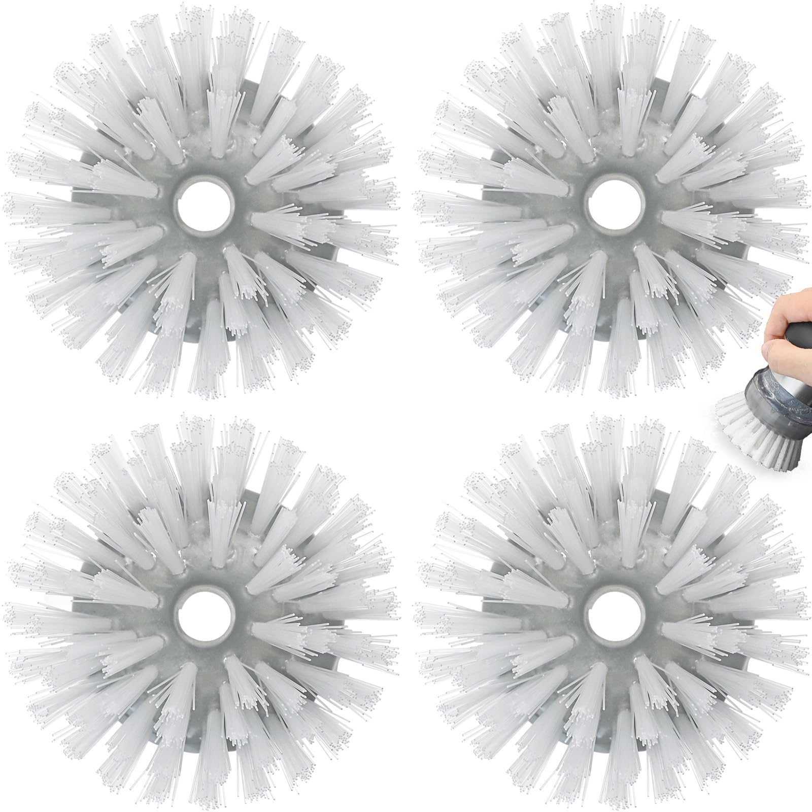 Palm Brush Refills For Oxo Steel Soap Dispensing Dish Brush - 4 Pack Cleaning Replacement Brush Head For Oxo Palm Brush(Grey)