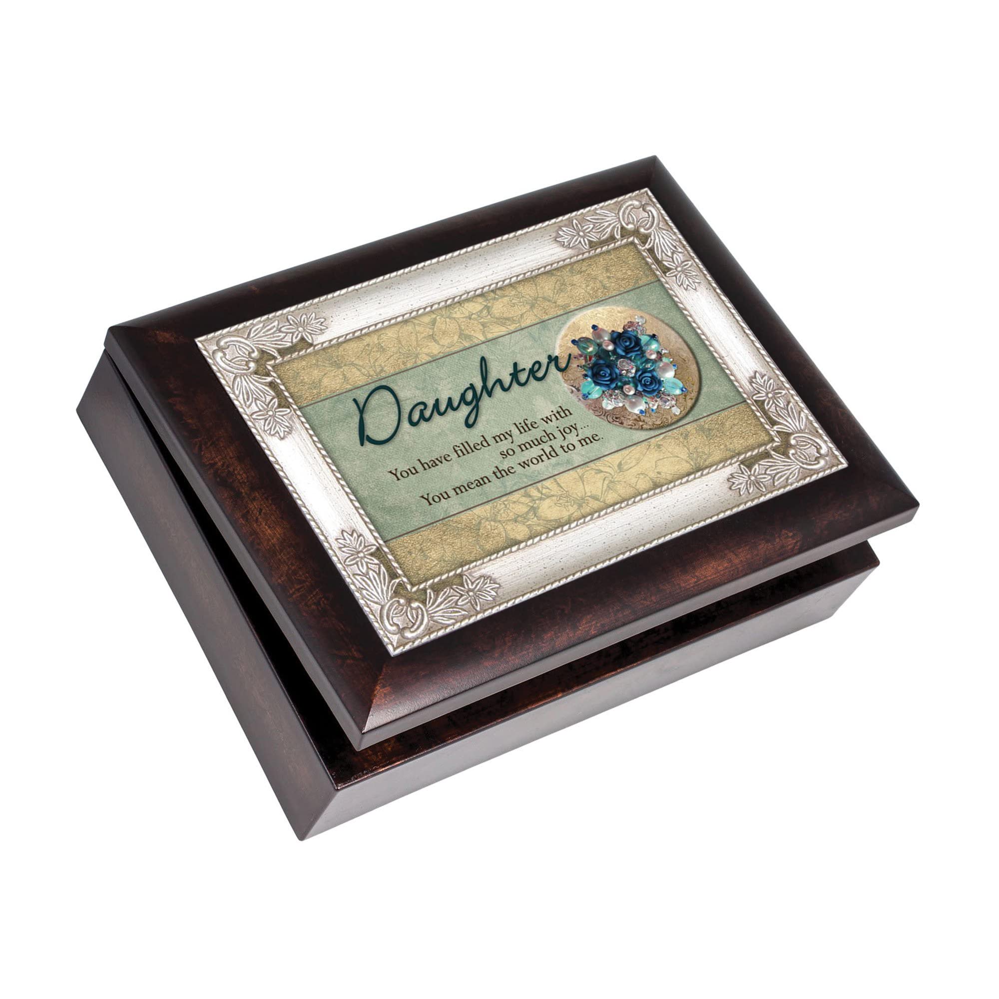 Cottage Garden Daughter Filled My Life with Burlwood Jewelry Music Box Plays Light Up My Life