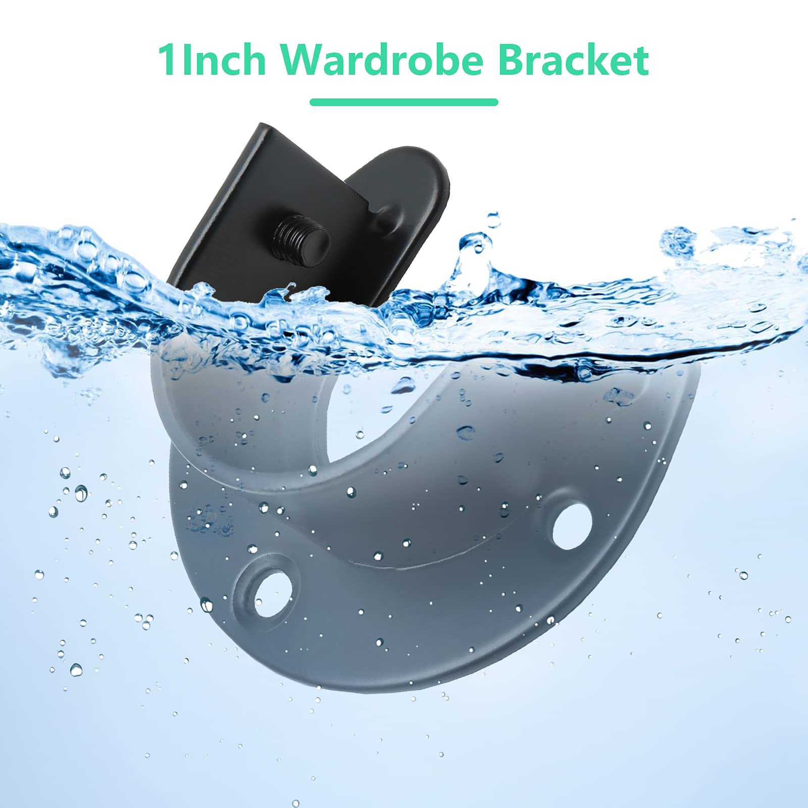 Suiwotin 4Pcs Closet Rod Bracket 1 Inch Diameter Heavy Duty Stainless Steel Rod Socket Flange Rod Holder Round Closet Rod U Shap
