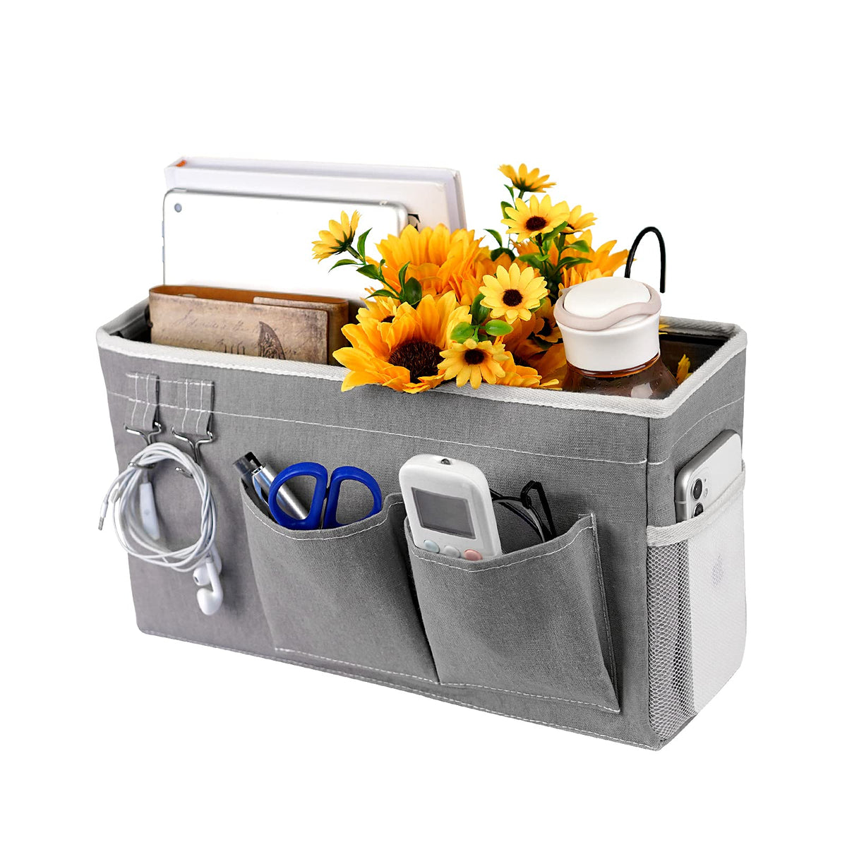 Loghot Bedside Caddy/Bedside Storage Bag Hanging Organizer for Bunk and Hospital Beds,Dorm Rooms Bed Rails,Can be Placed Glasses