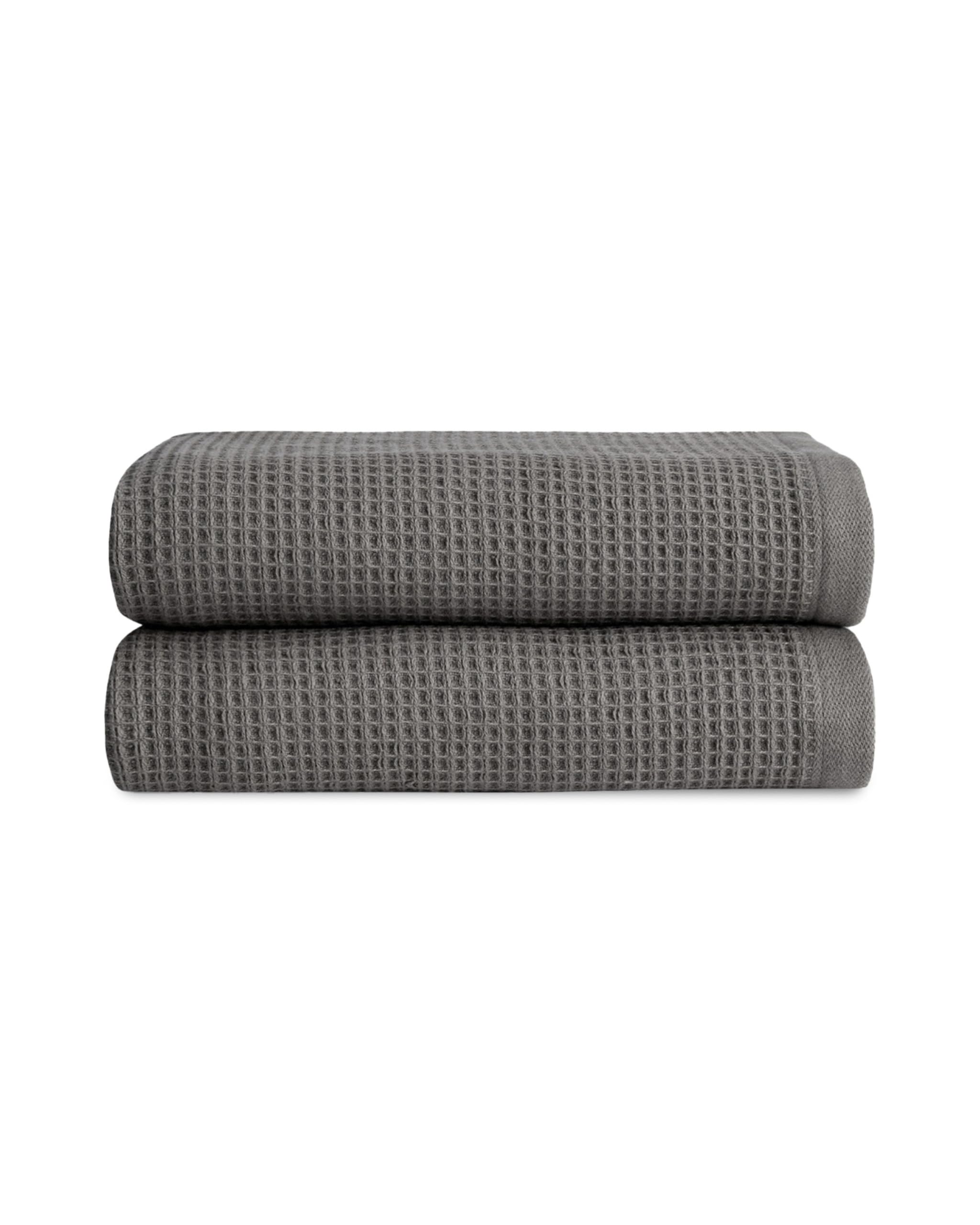 Cozy Earth Charcoal Waffle Hand Towels- Made From Cotton & Viscose From Bamboo, Plush, Absorbent, Soft