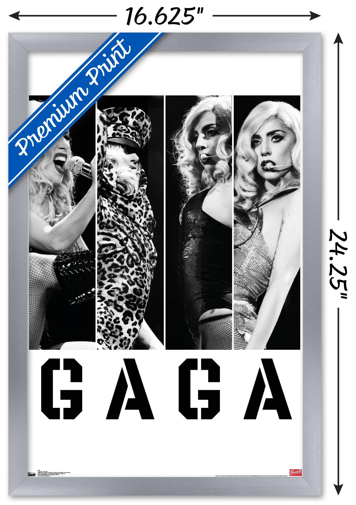 Trends International Lady Gaga - Photo Bars Wall Poster, 14.725'' X 22.375'', Silver Framed Version