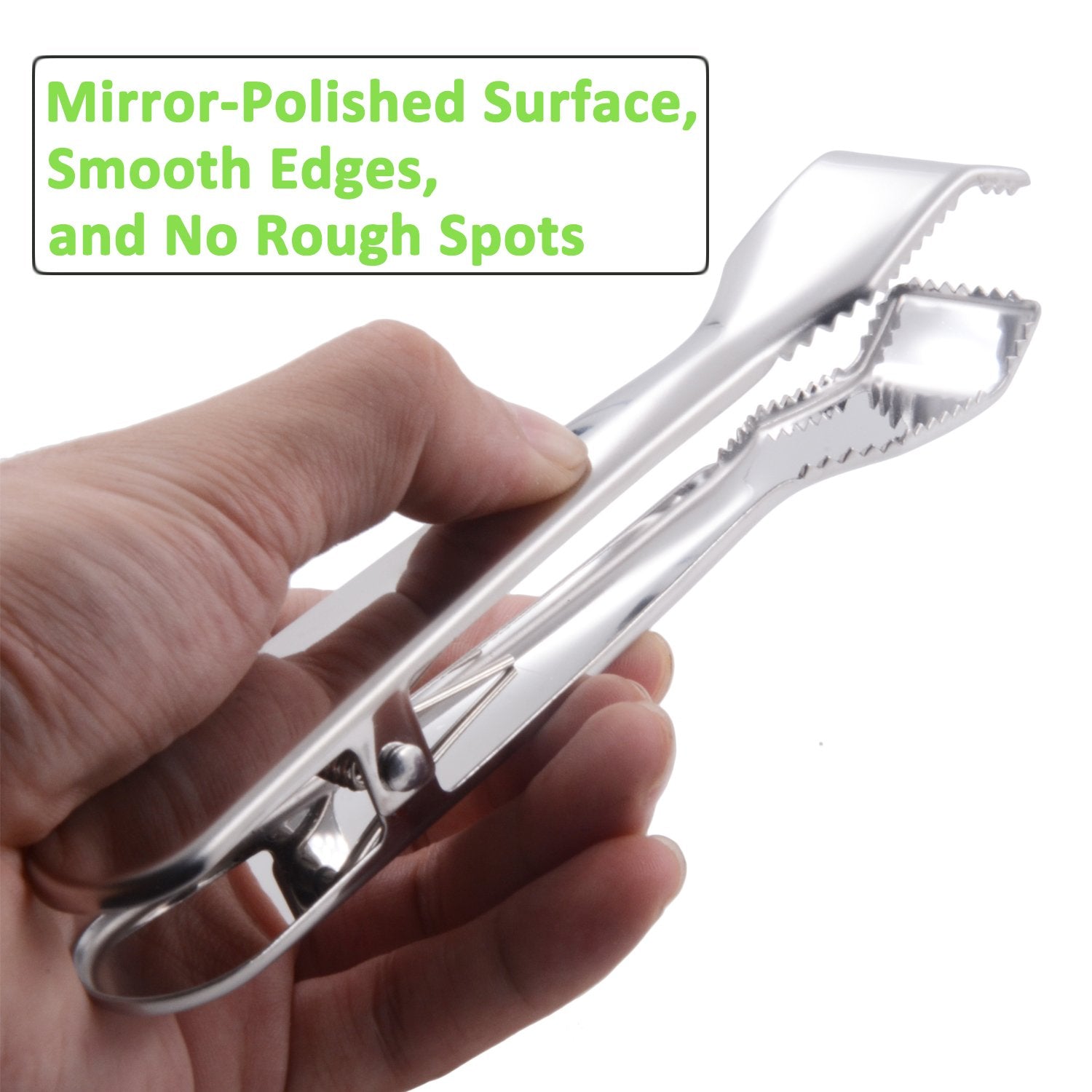 Hinmay Ice Tongs For Ice Bucket 6-3/4 Inch - Premium 18/8 Stainless Steel Ice Tongs With Teeth For Ice Sugar Cubes Tea Party Cof