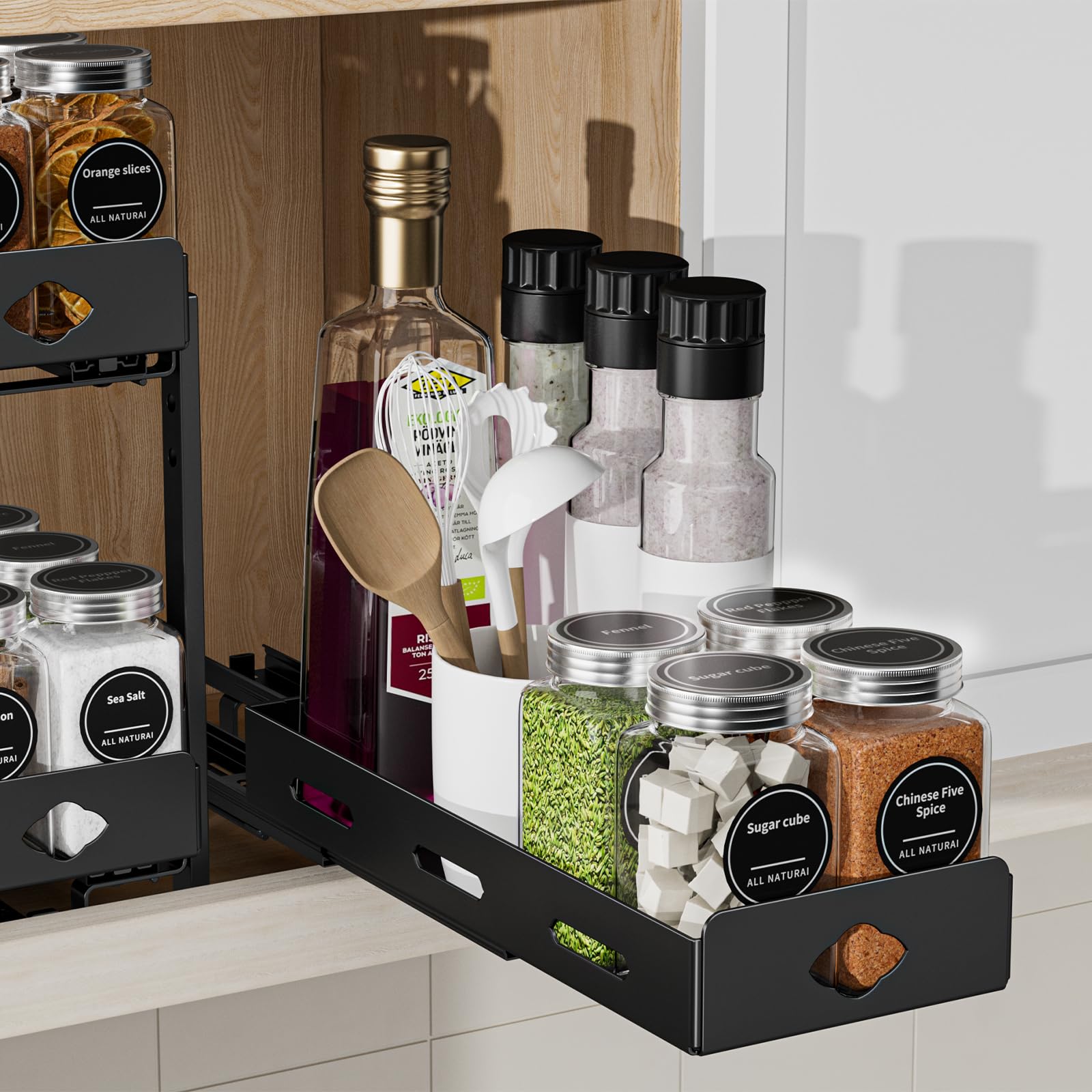 Boivshi Pull Out Spice Rack Organizer For Cabinet, Heavy DutySlide Out Spice Rack, Vertical Spice Rack For Kitchen Cabinet And 