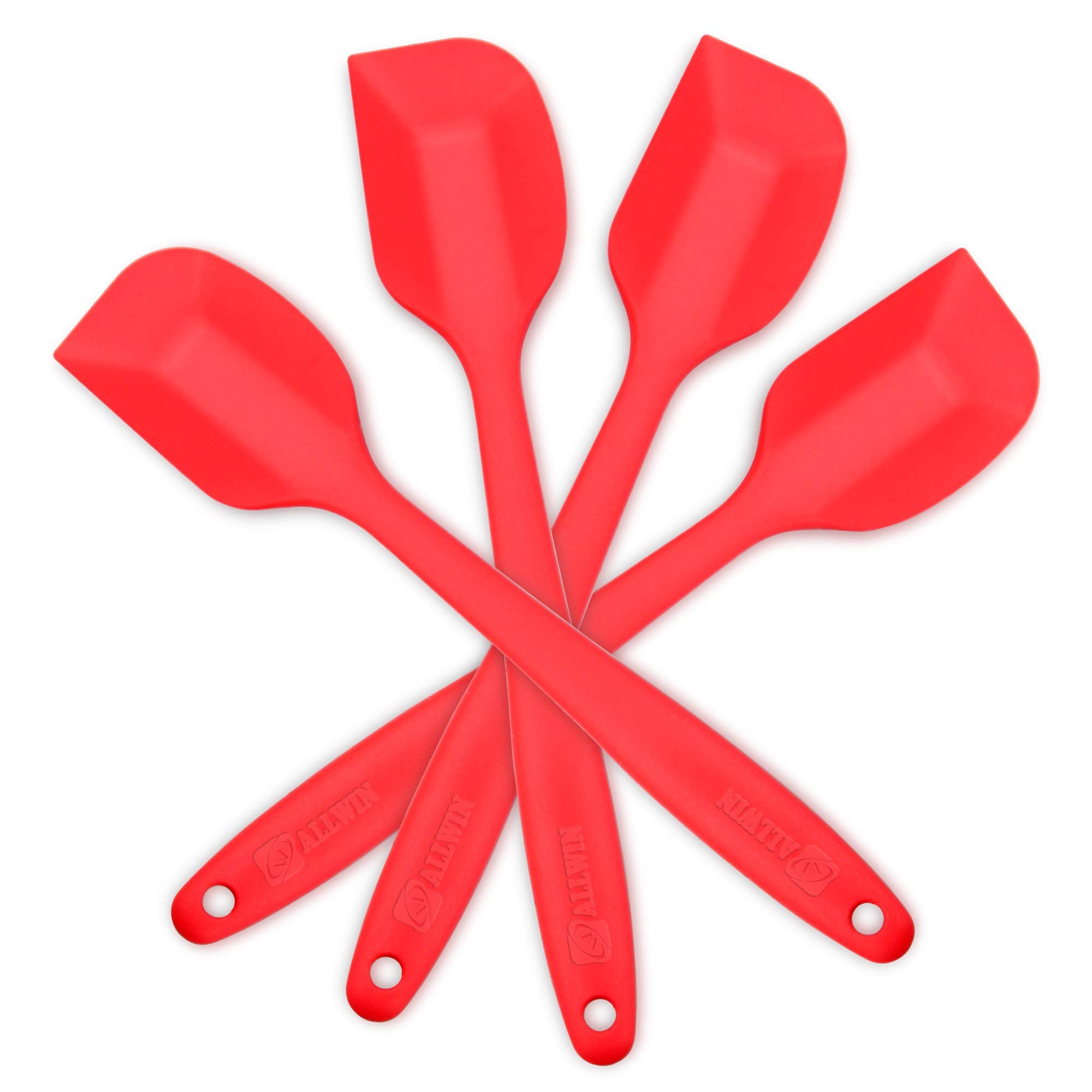 Silicone Spatula 4-Piece Set, Heat-Resistant Non-Stick Rubber Spatulas With Stainless Steel Core, Red